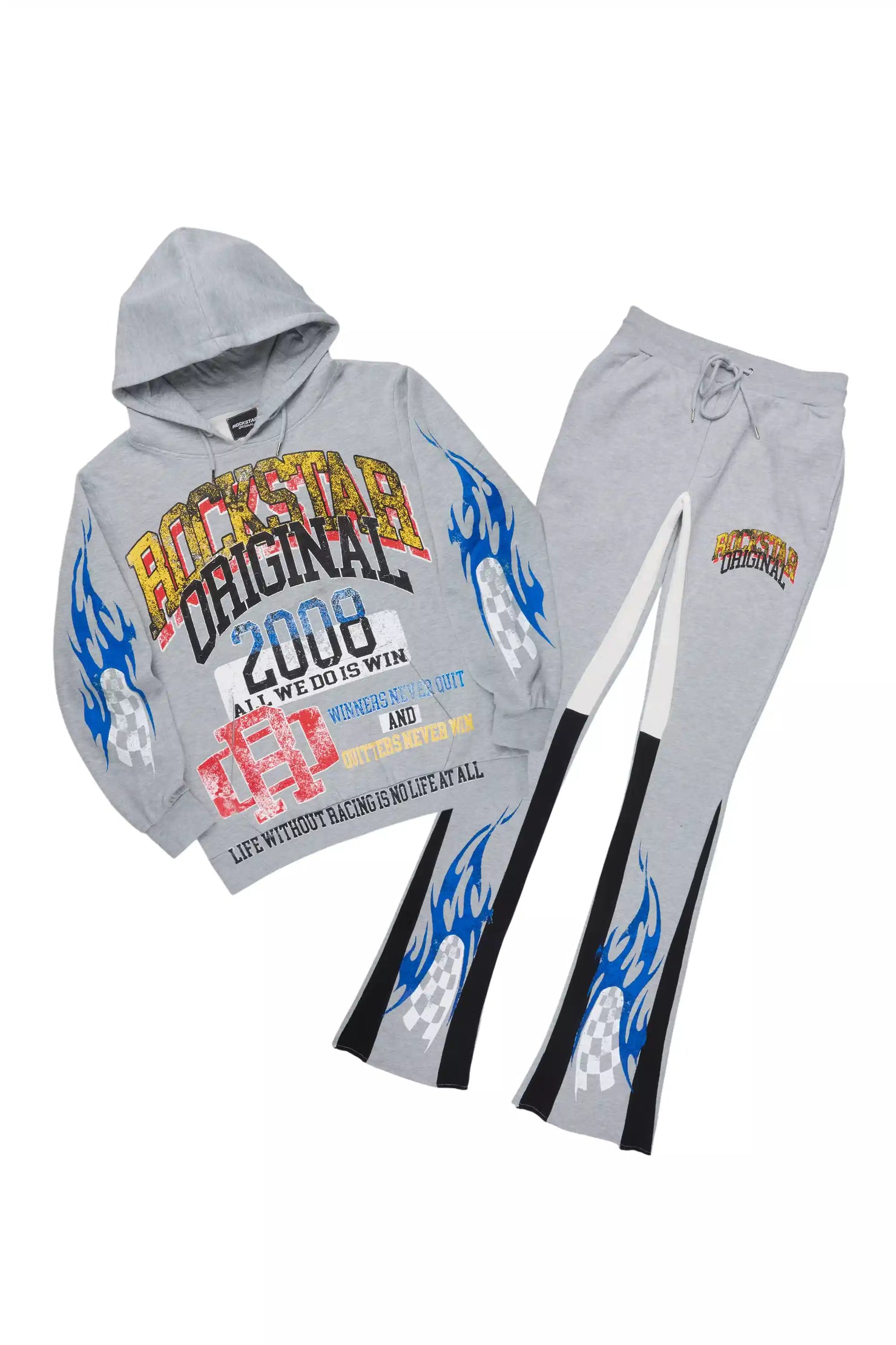 Colorful Race Heather Grey/Black Hoodie Stacked Track Set