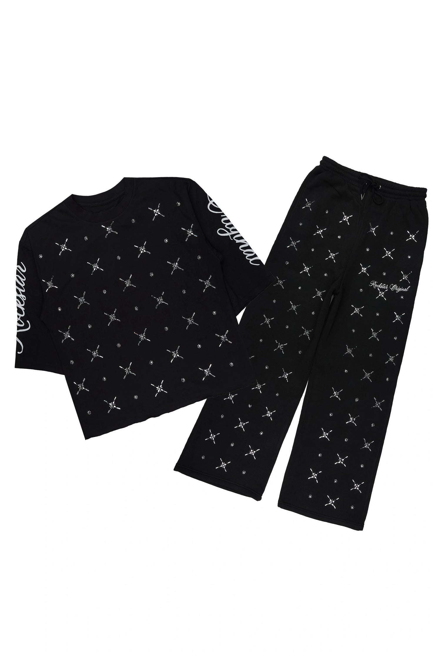 Laredo Black Rhinestone T-Shirt/Baggy Track Set