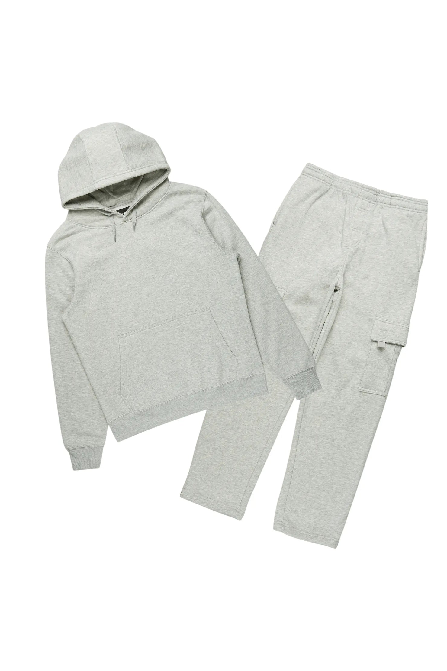 Basic Heather Grey Hoodie/Cargo Sweat Pant Set