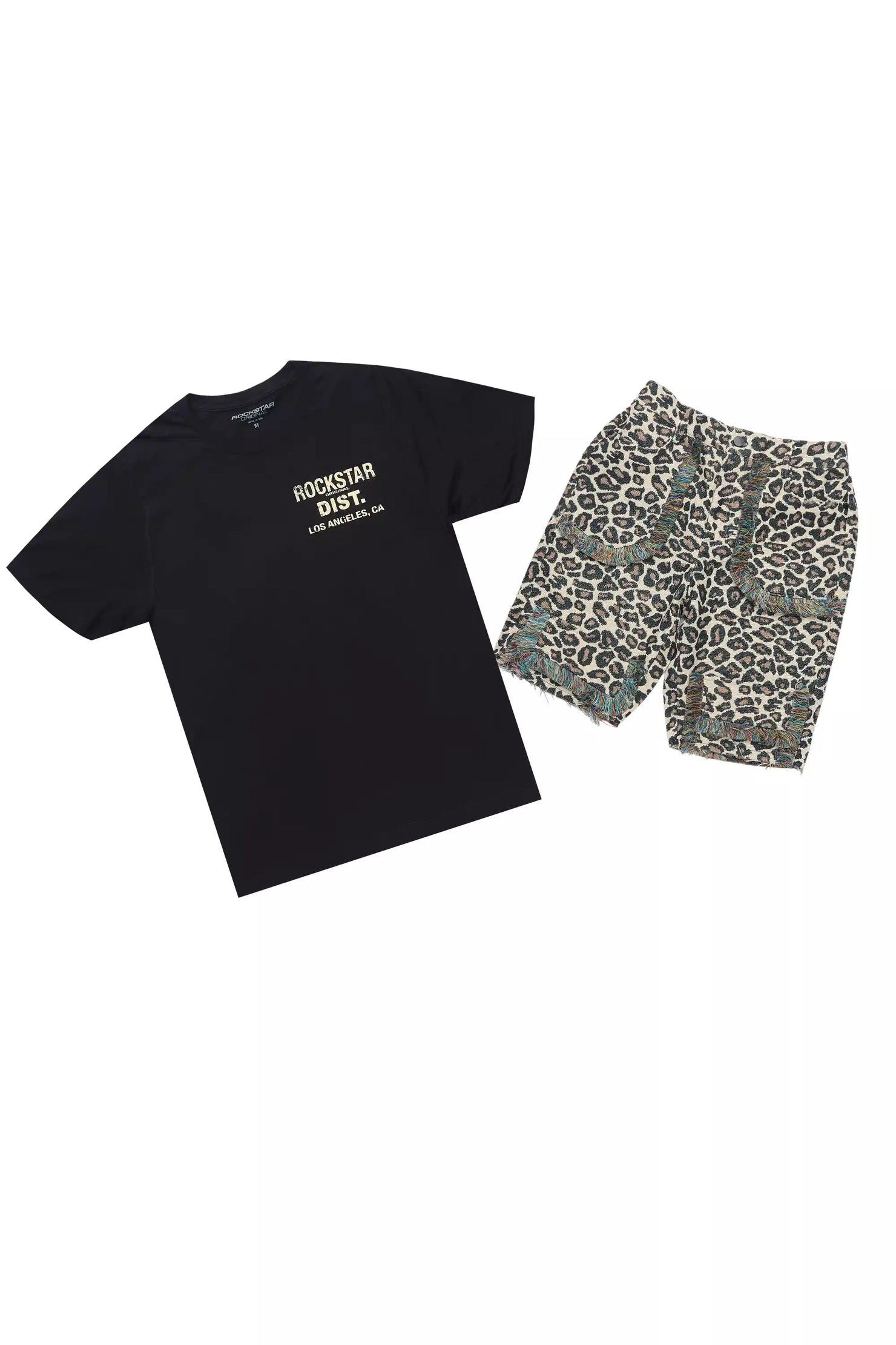 Jelissa Black/Beige T-Shirt Short Set