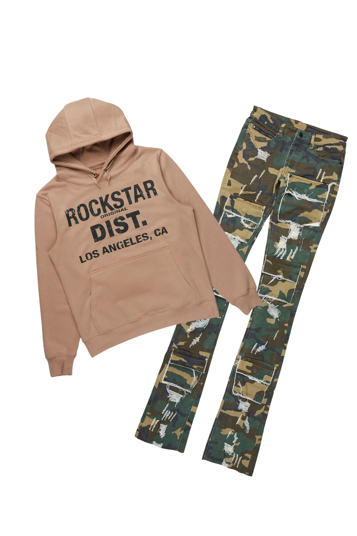 Lake Khaki Hoodie & Petrus Stacked Flare Jean Bundle