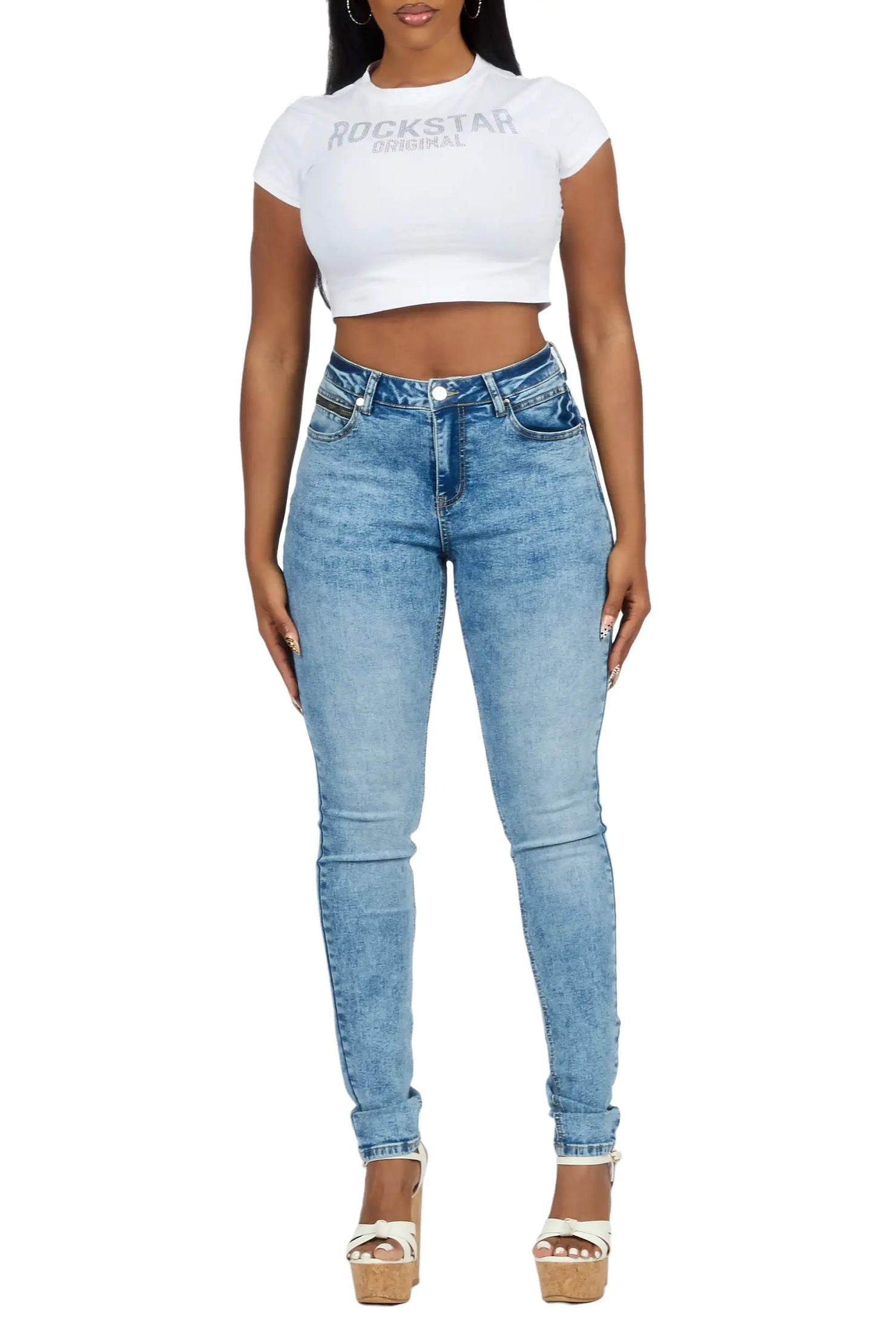 Keshona Light Wash High Rise Stretch Skinny Jean
