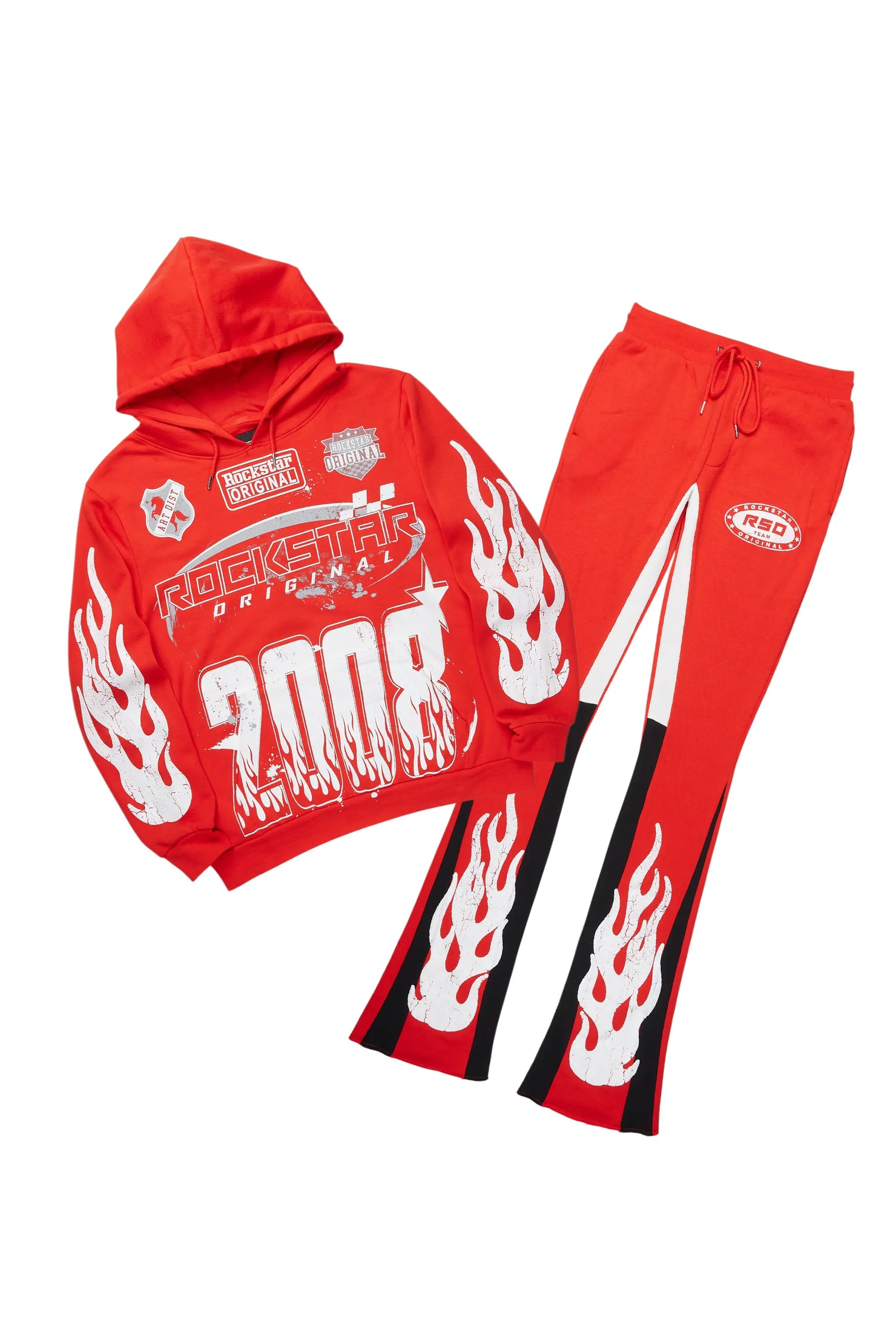 Amos Red/White Hoodie/Stacked Flare Track Set