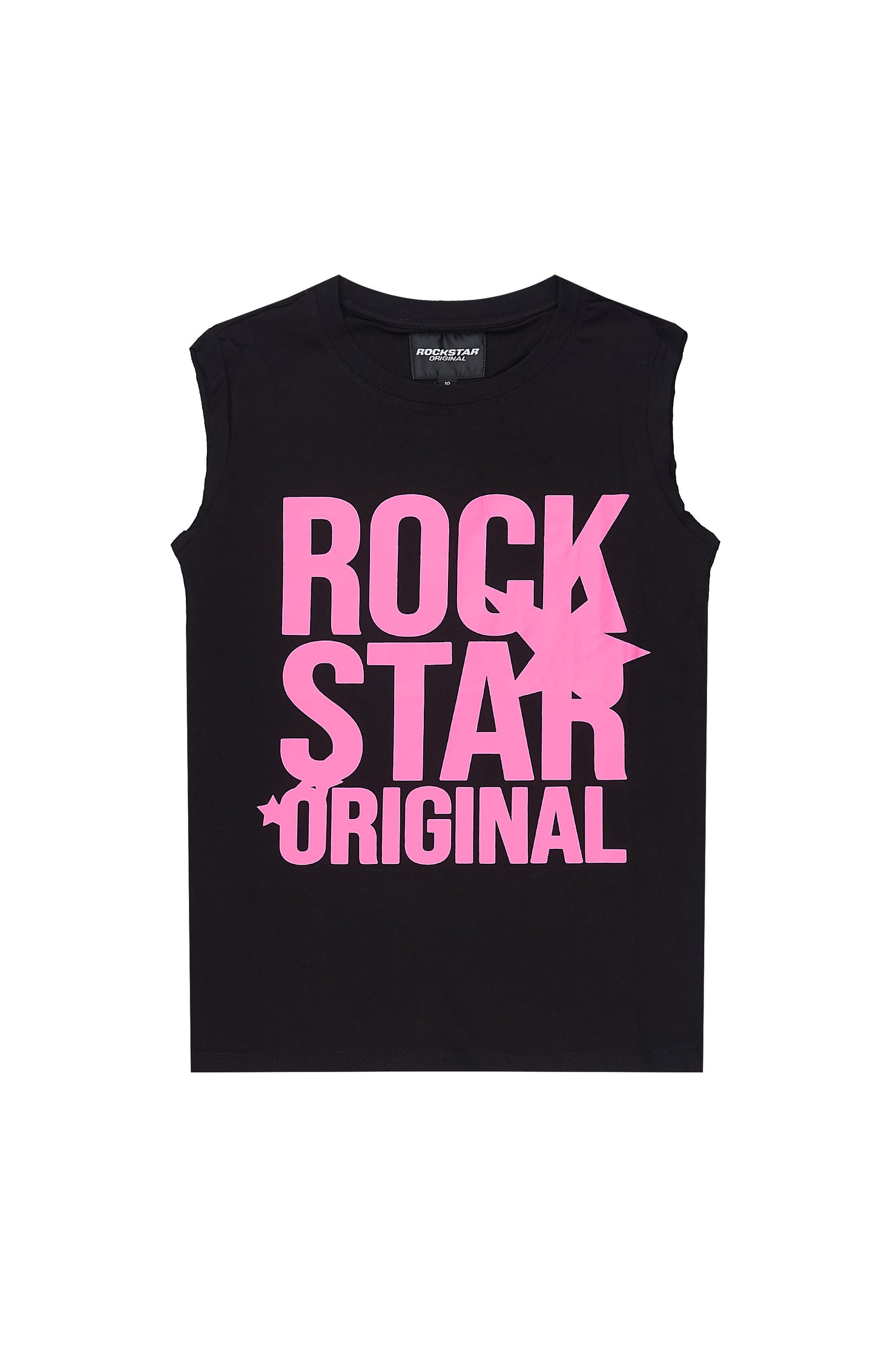 Girls Sechora Black/Pink Cut Off Graphic T-Shirt