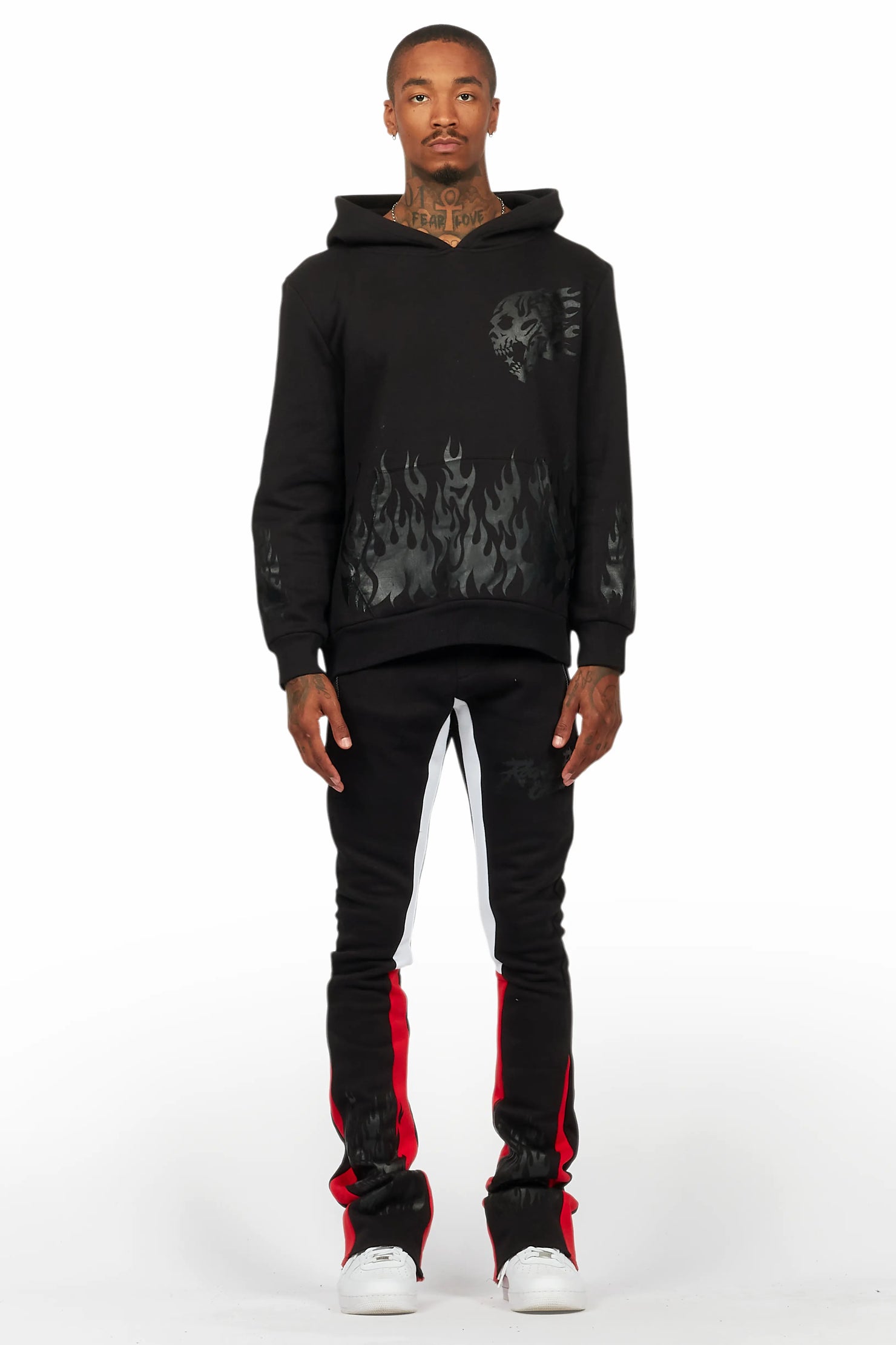 Bubble Black/Black Stacked Flare Hoodie Track Set