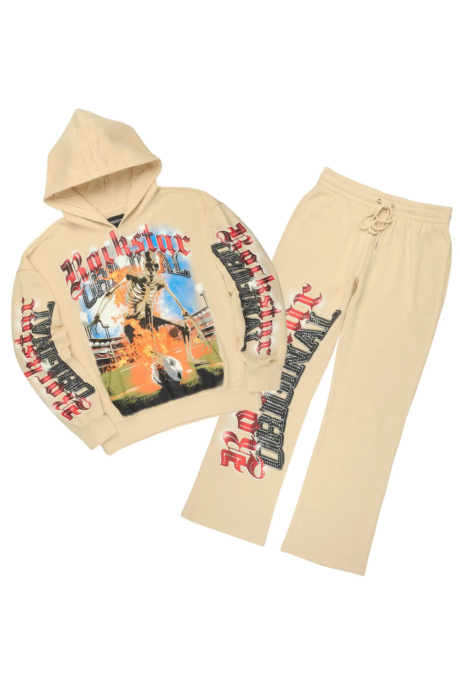 Graive Beige Hoodie/Baggy Pant Track Set