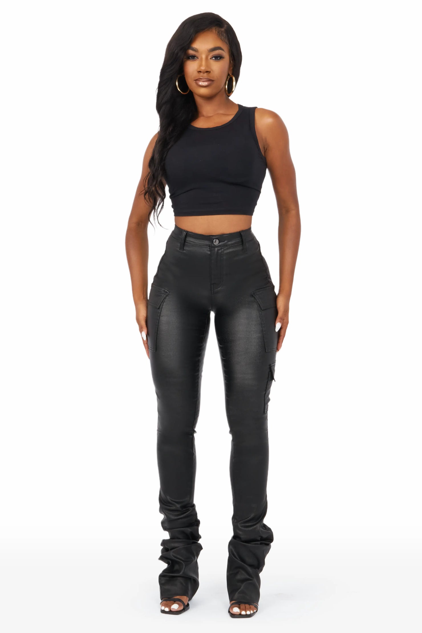 Vixen Metallic Black Cargo Super Stacked Pant