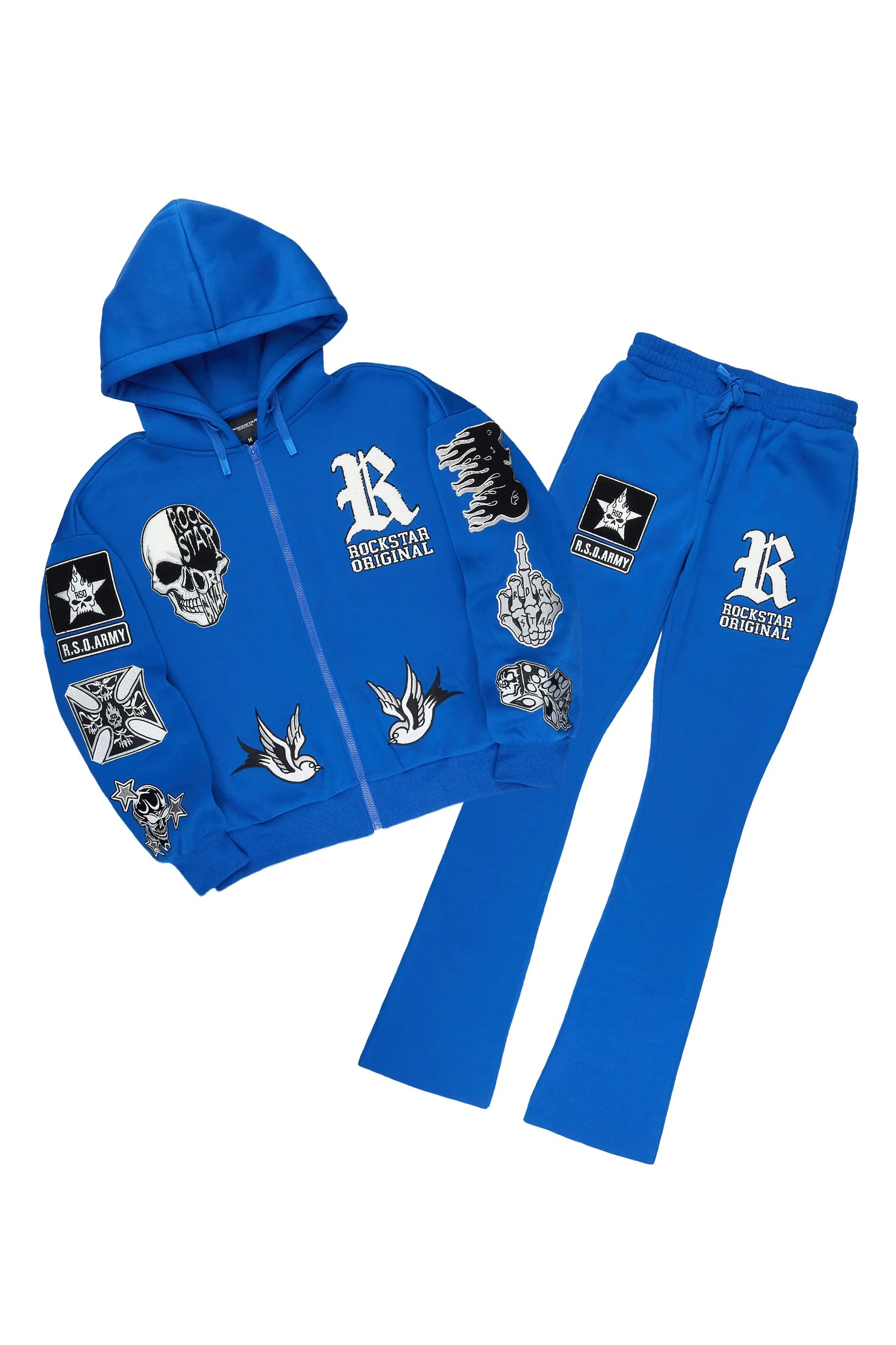 Vidar Royal Zip Up Hoodie Stacked Track Set