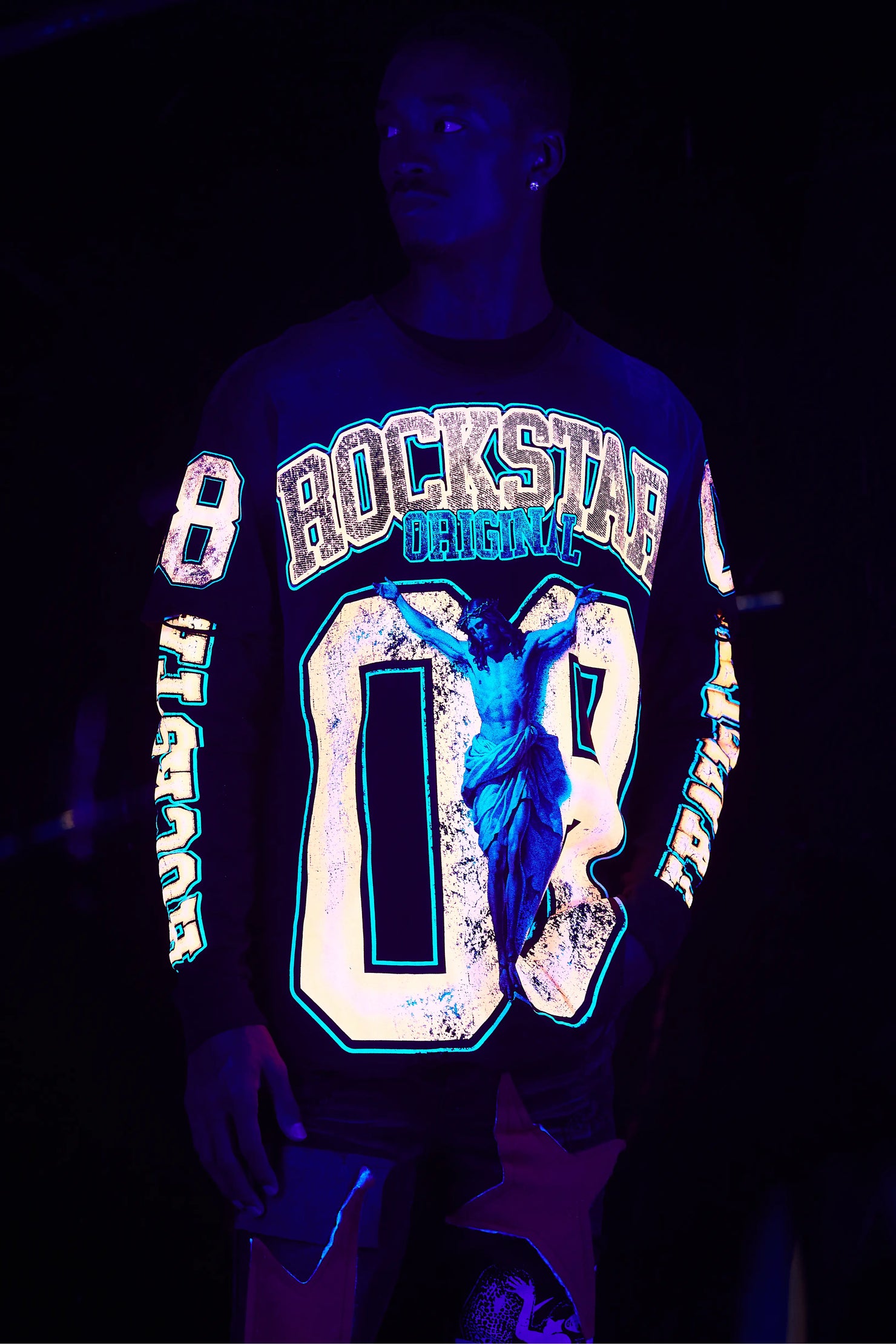 Fields Black/Orange Double Layer Long Sleeve Graphic T-Shirt