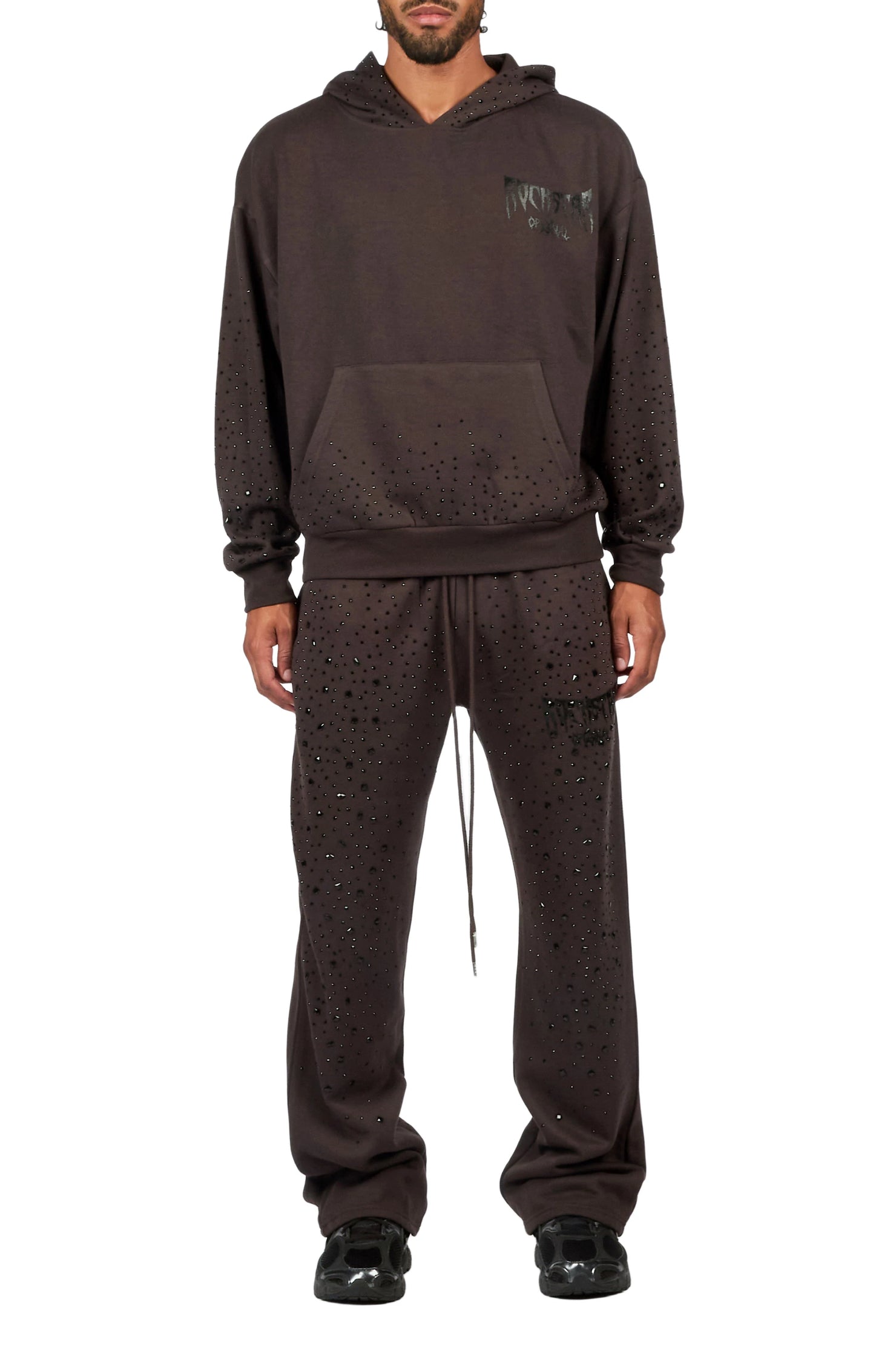 Twinkle Iron/Black Rhinestone Hoodie Relaxed Track Set