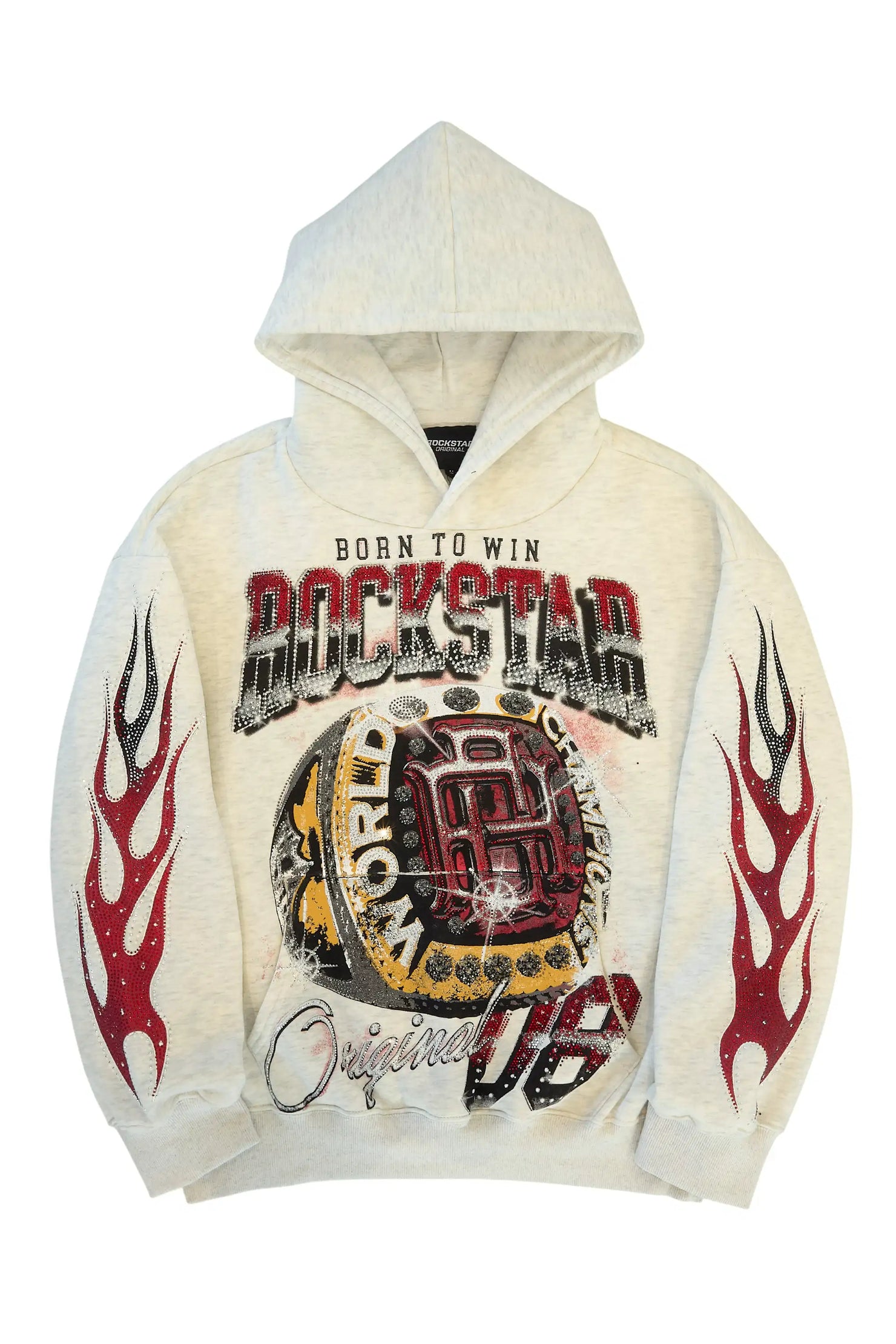 Glans Heather Grey Rhinestone Oversized Hoodie