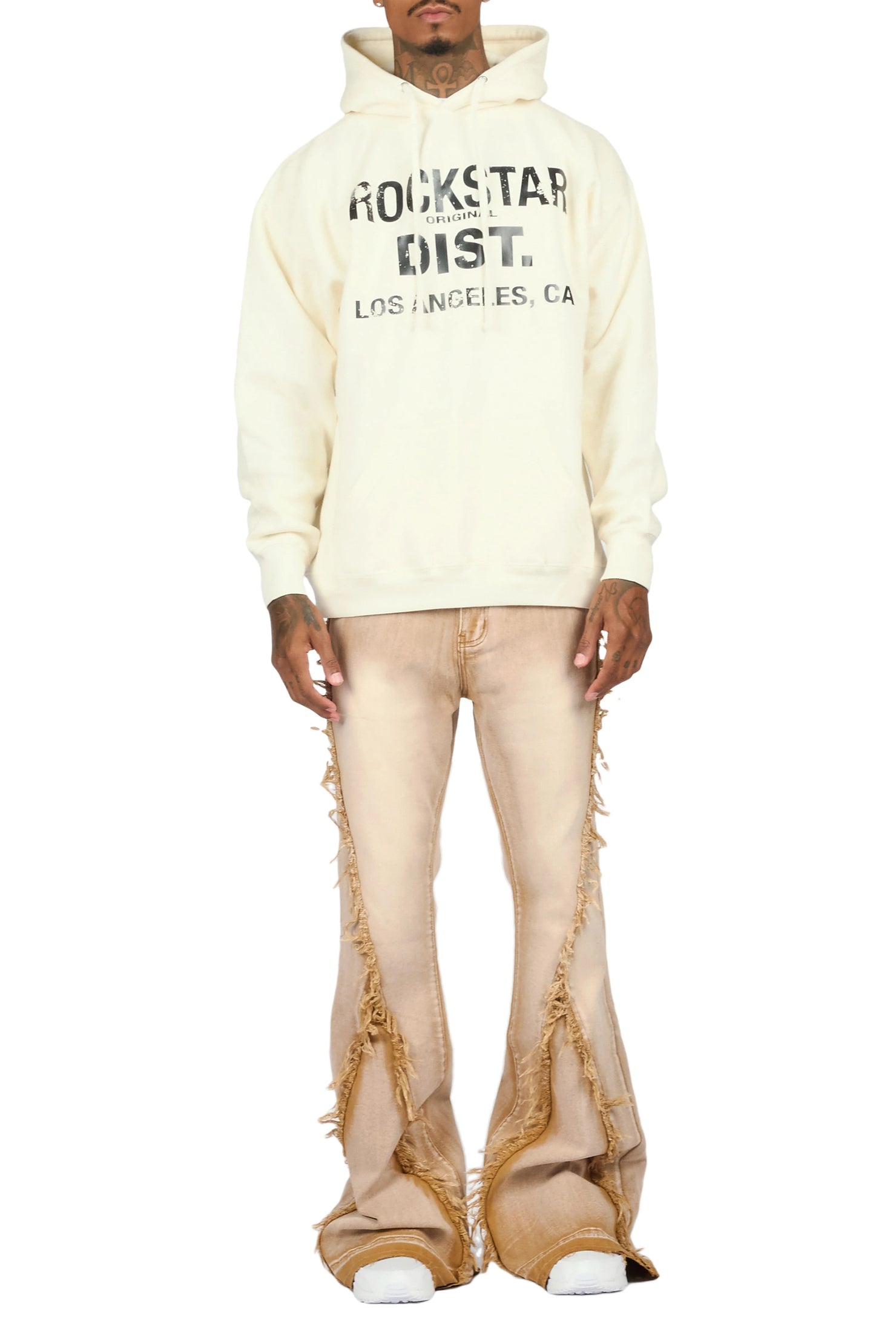Vane Beige Stacked Super Flare Jean