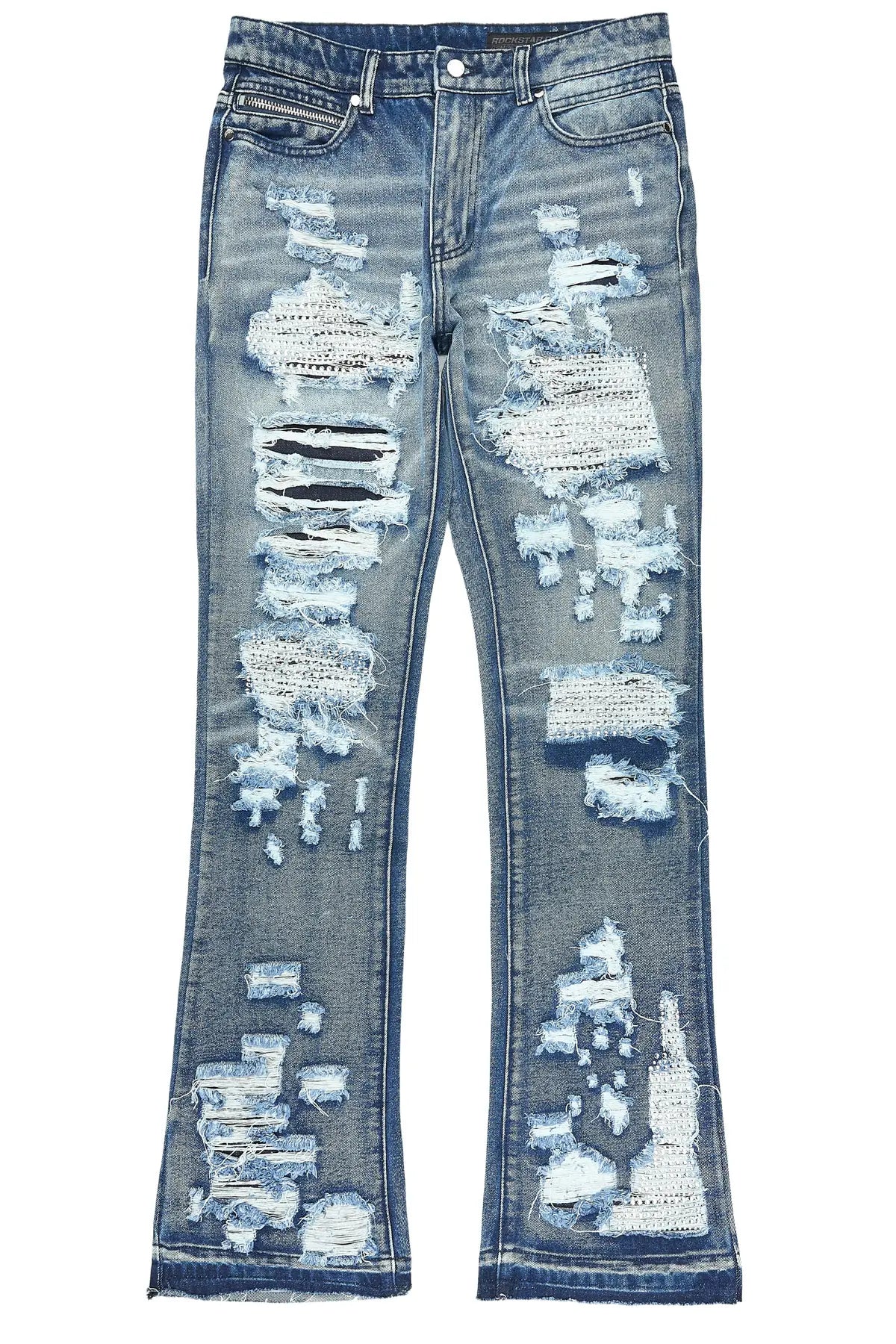 Mathey Medium Blue Rhinestone Stacked Fit Jean