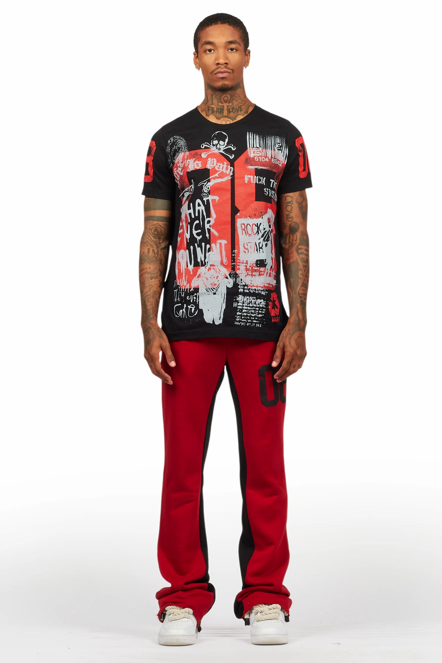 Grill Black T-Shirt/Baggy Stacked Pant Set