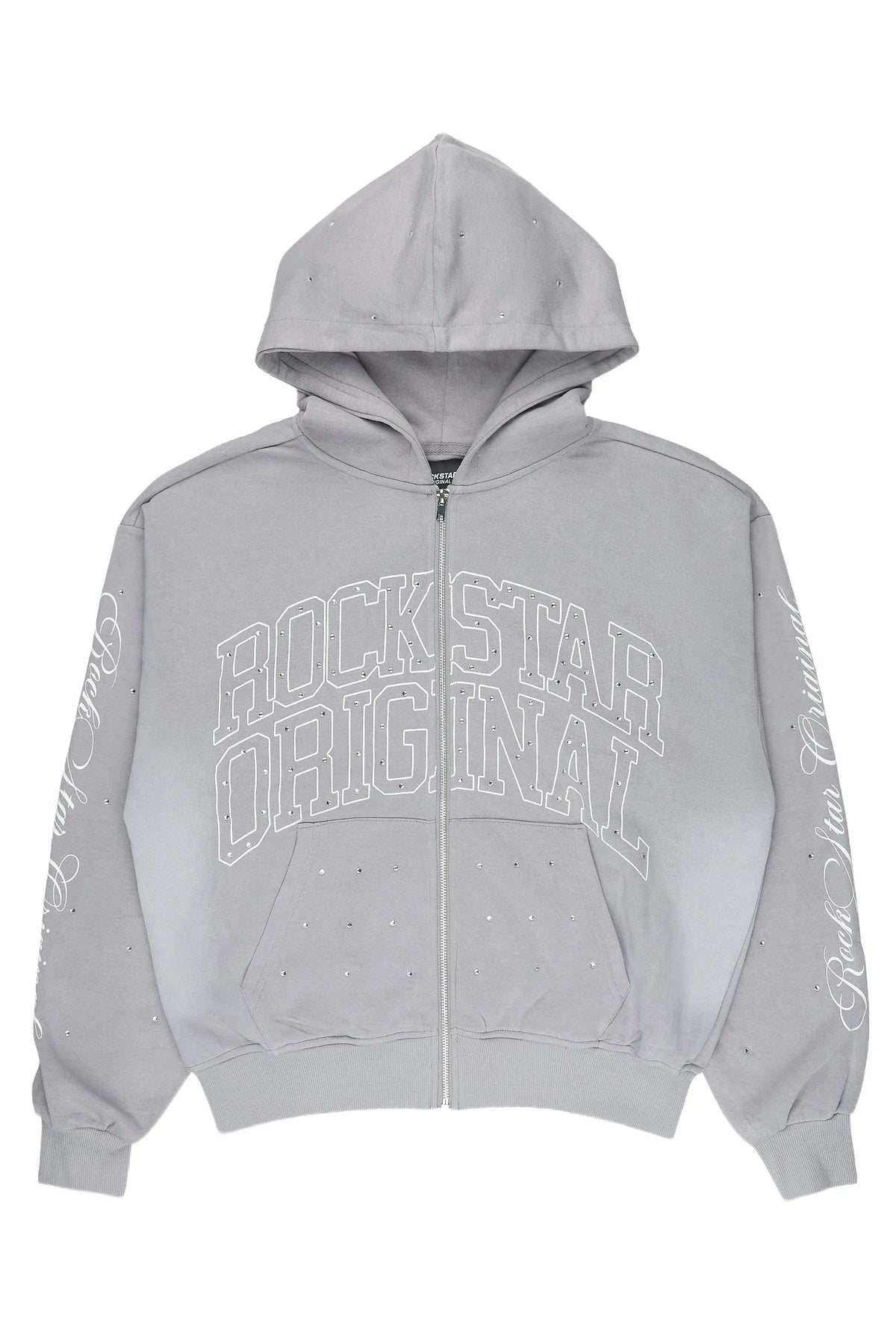 Dripped Vintage Grey Rhinestone Hoodie