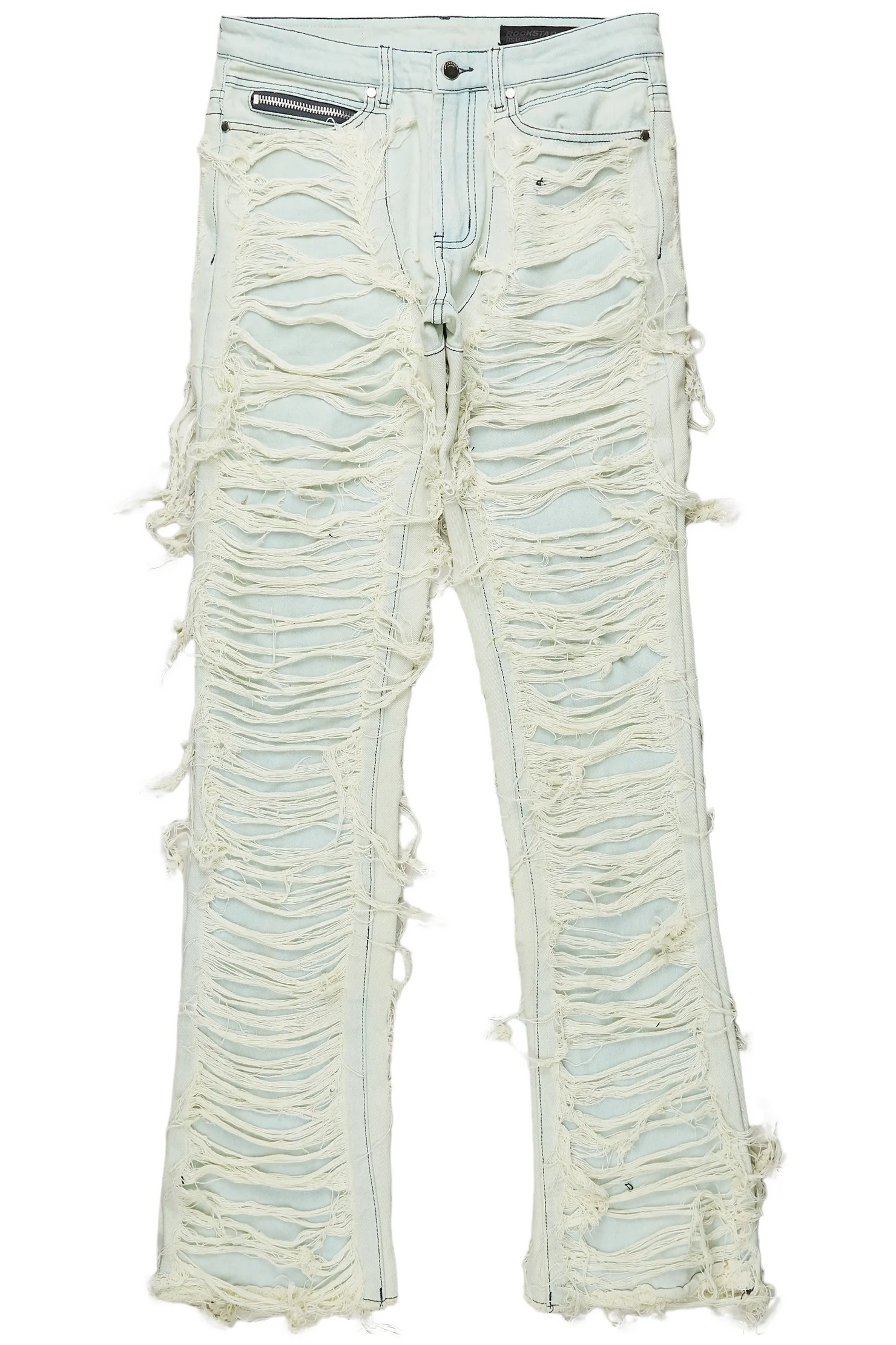 Conrad Light Blue Stacked Flare Jean