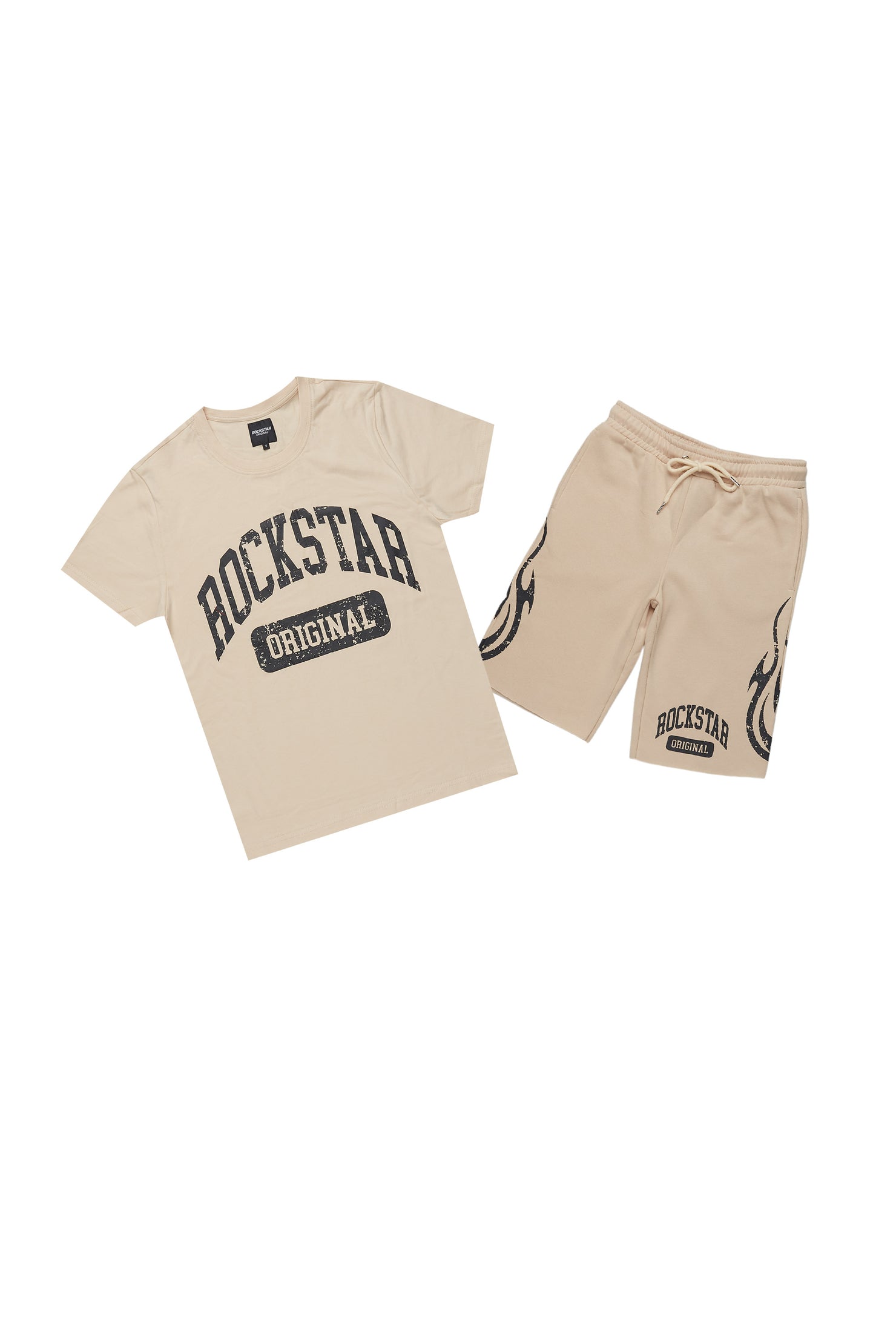 Boys Members Beige T-Shirt/Short Set
