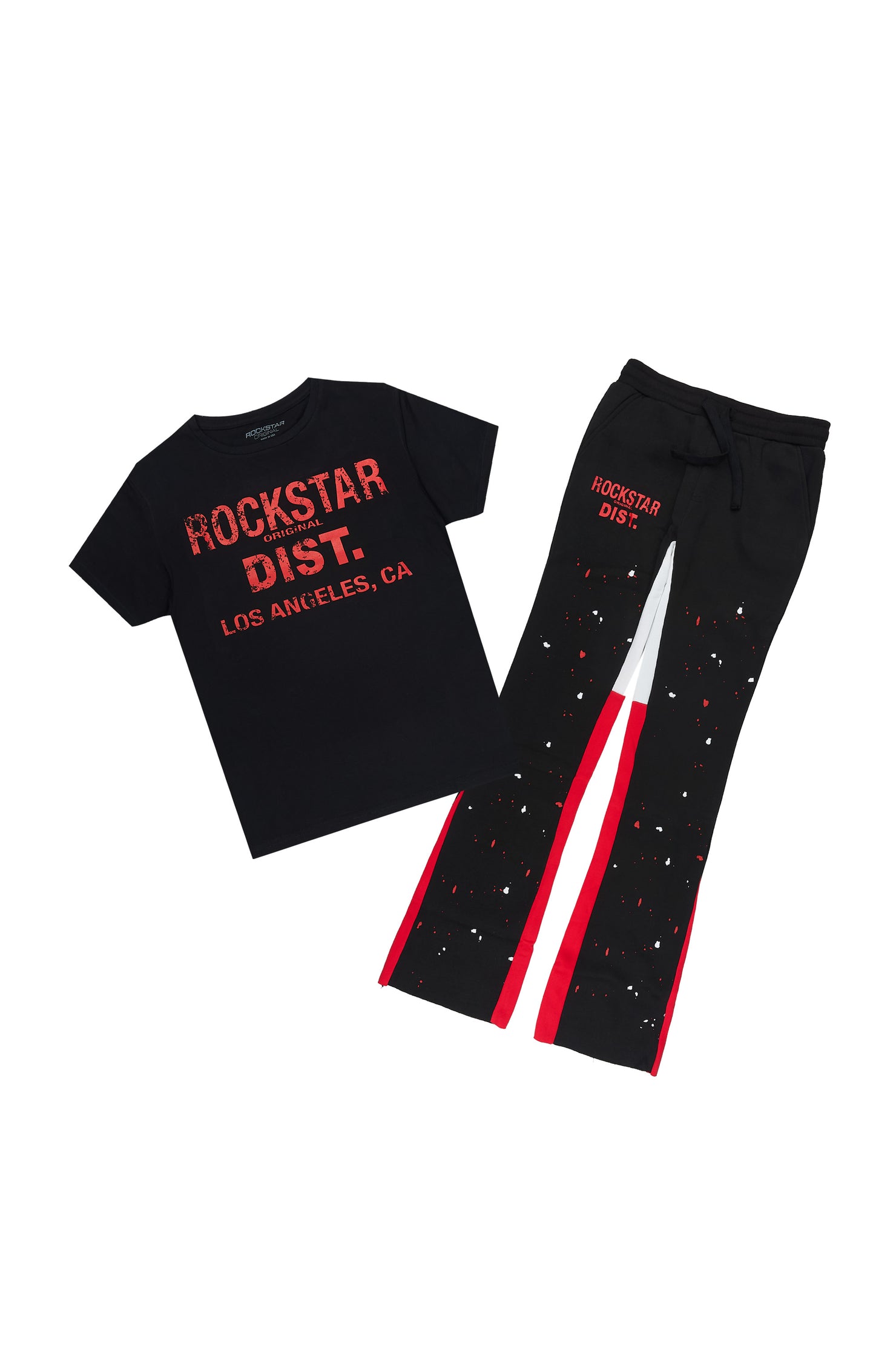 Boys Scott Black T-Shirt Stacked Pant Set