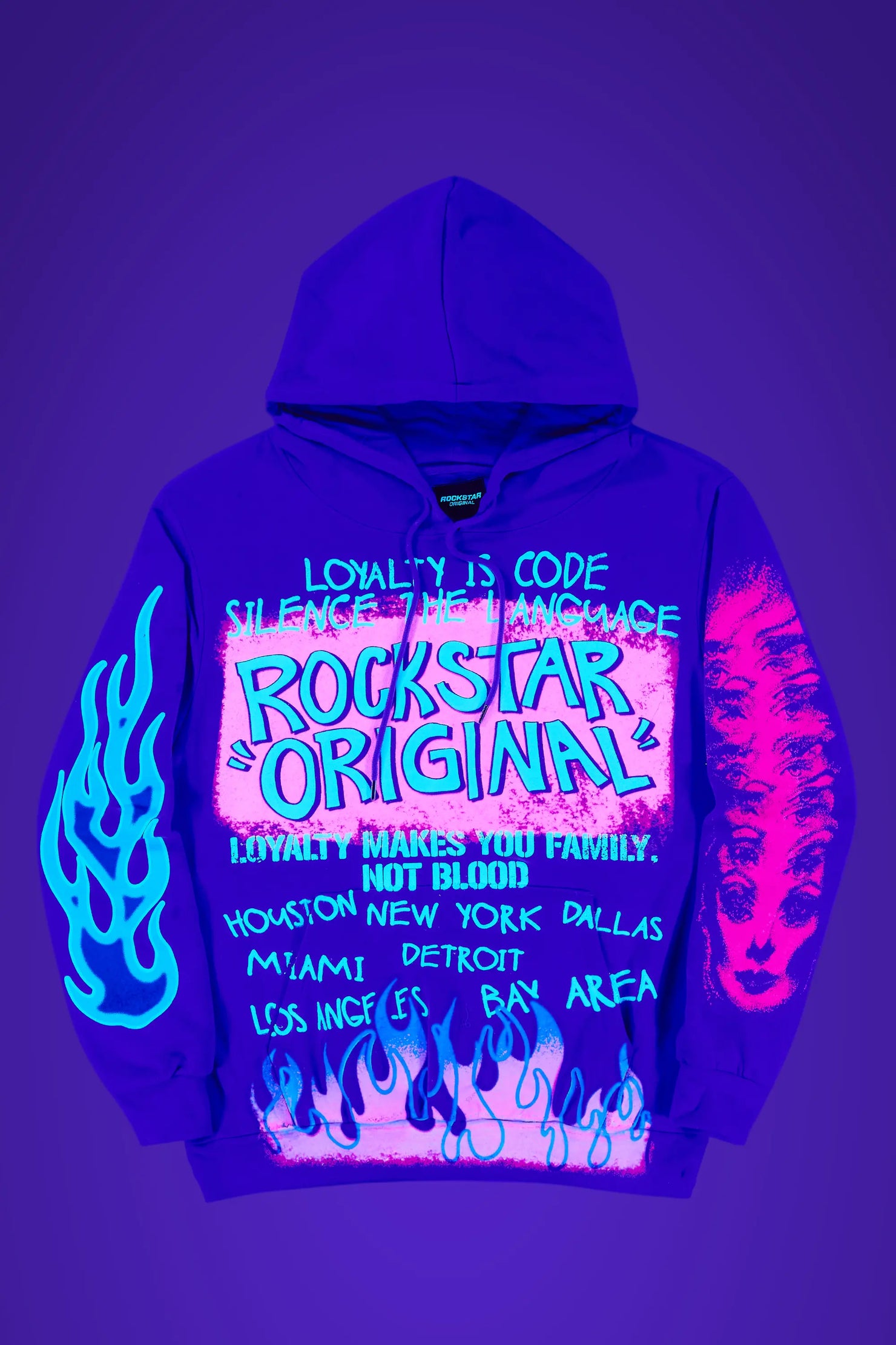 Beno Purple Distressed Graphic Hoodie