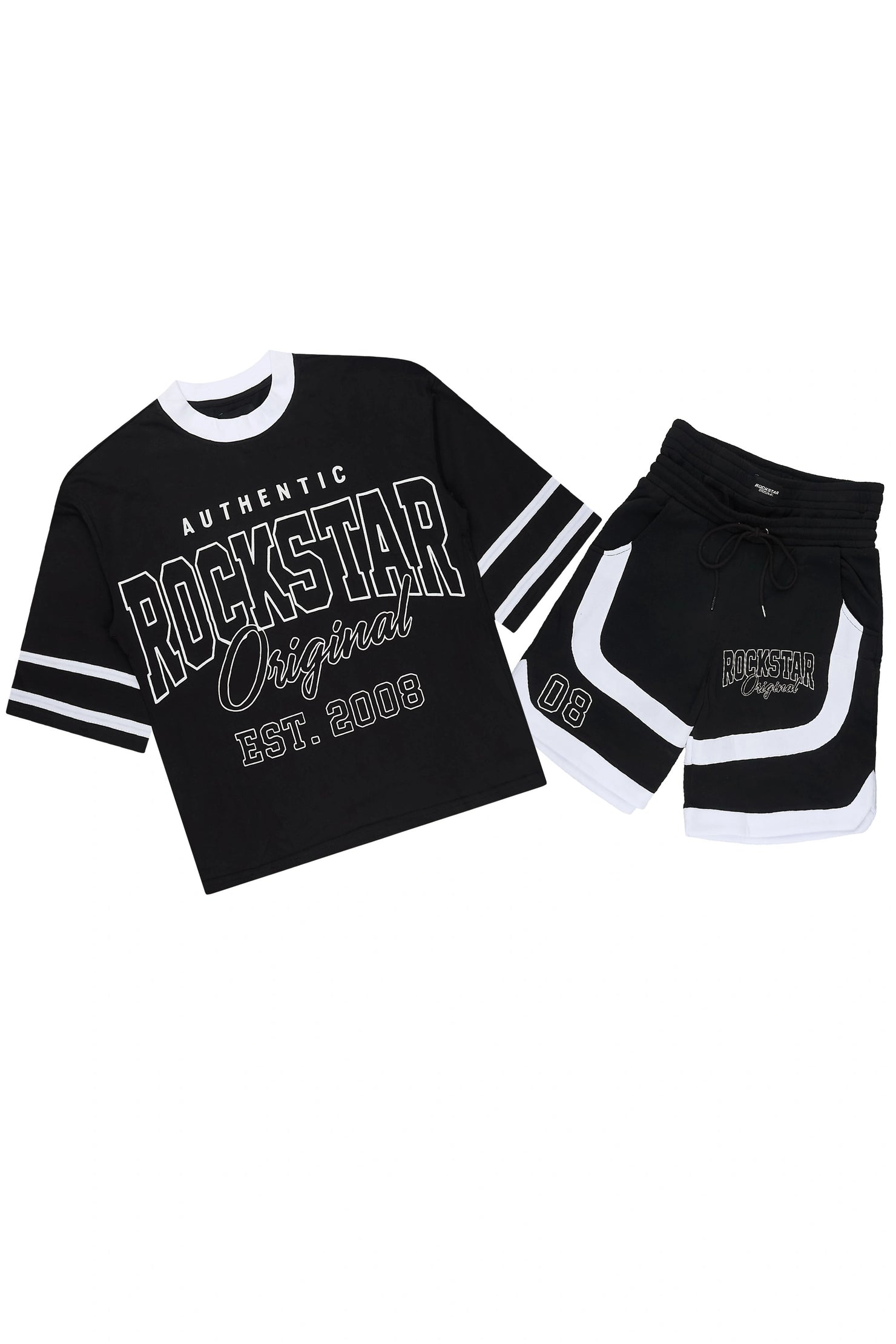 Redford Black T-Shirt/Double Waisted Short Set