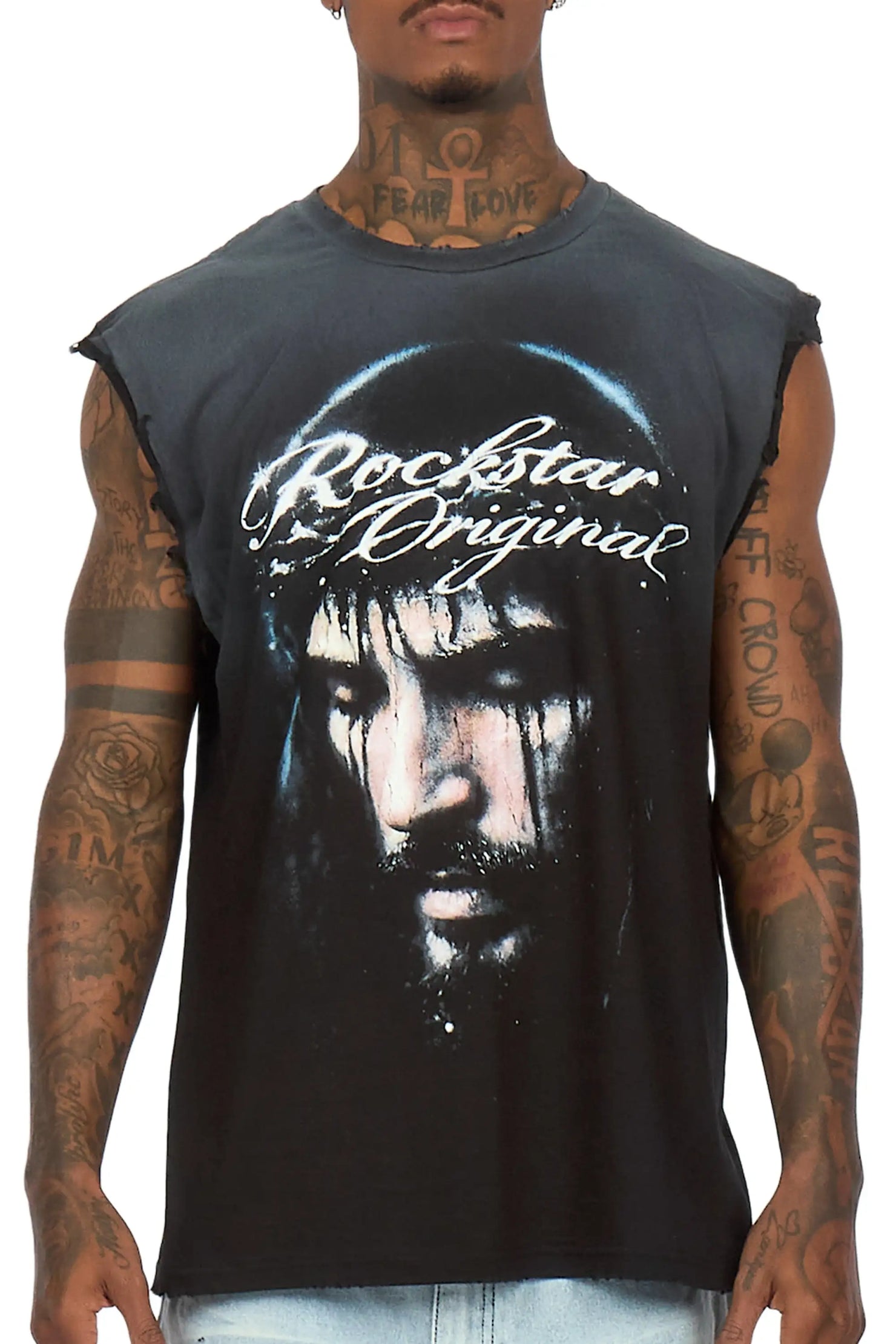 Graves Black Oversized Cut Off T-Shirt