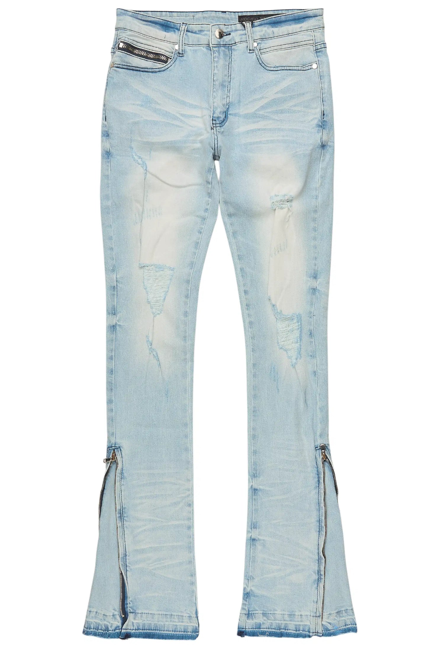 Jaymes Light Blue Stacked Flare Jean