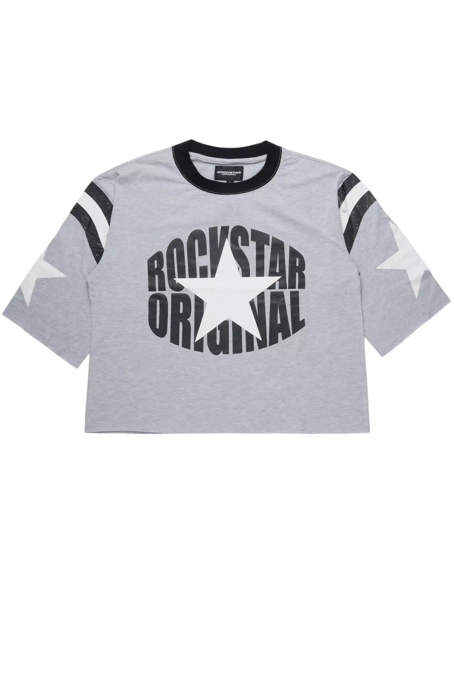 States Grey Boxy Crop T-Shirt