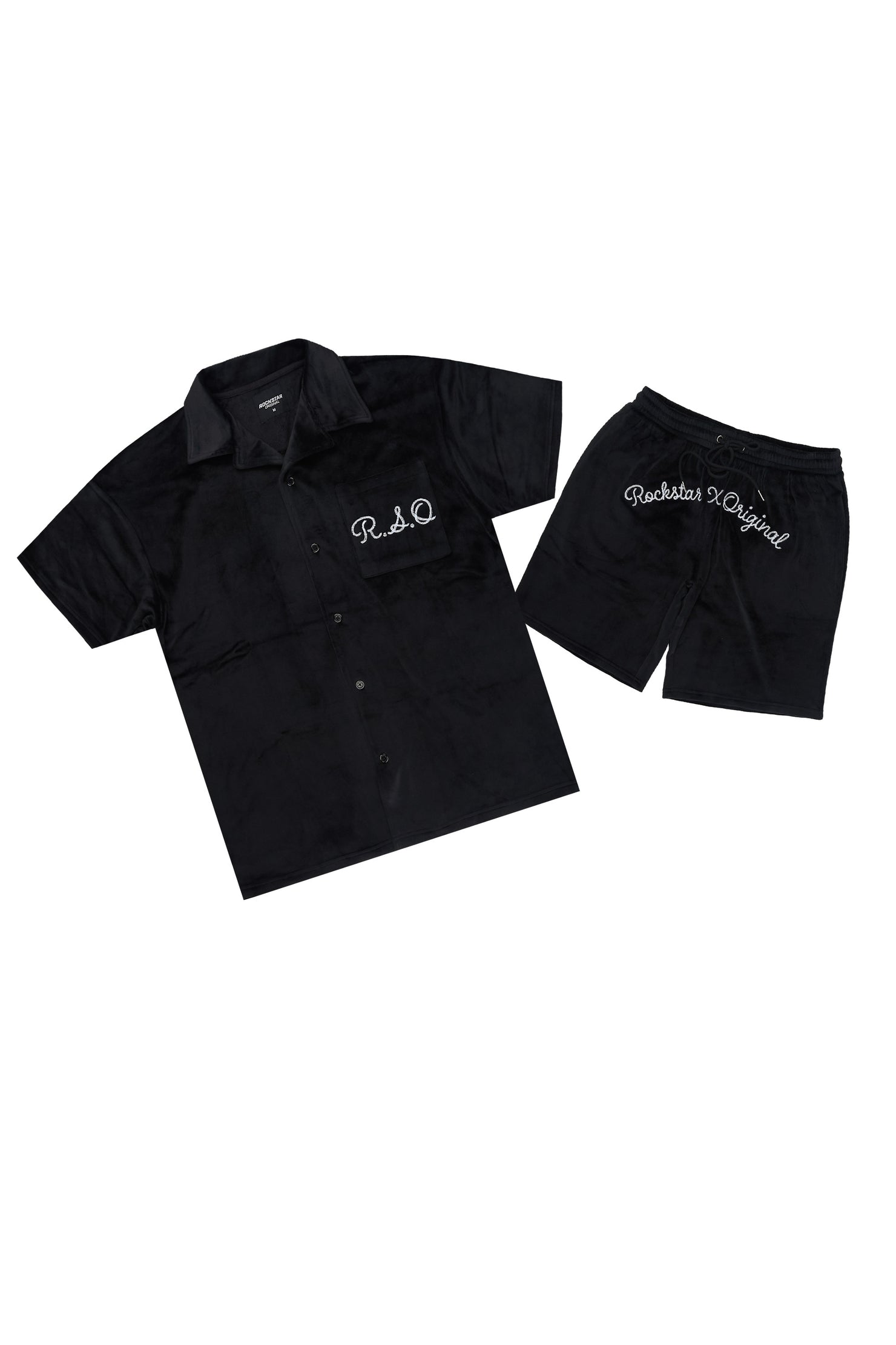 Crusoe Black Button Down Shirt/Short Set