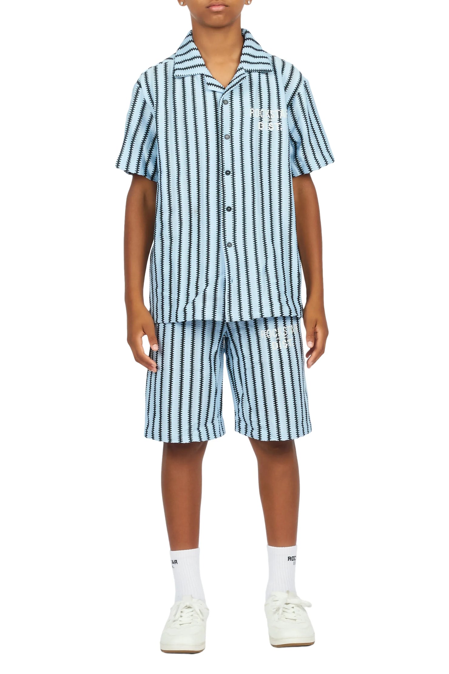 Boys Gerald Black/Light Blue Button Down Shirt/Short Set