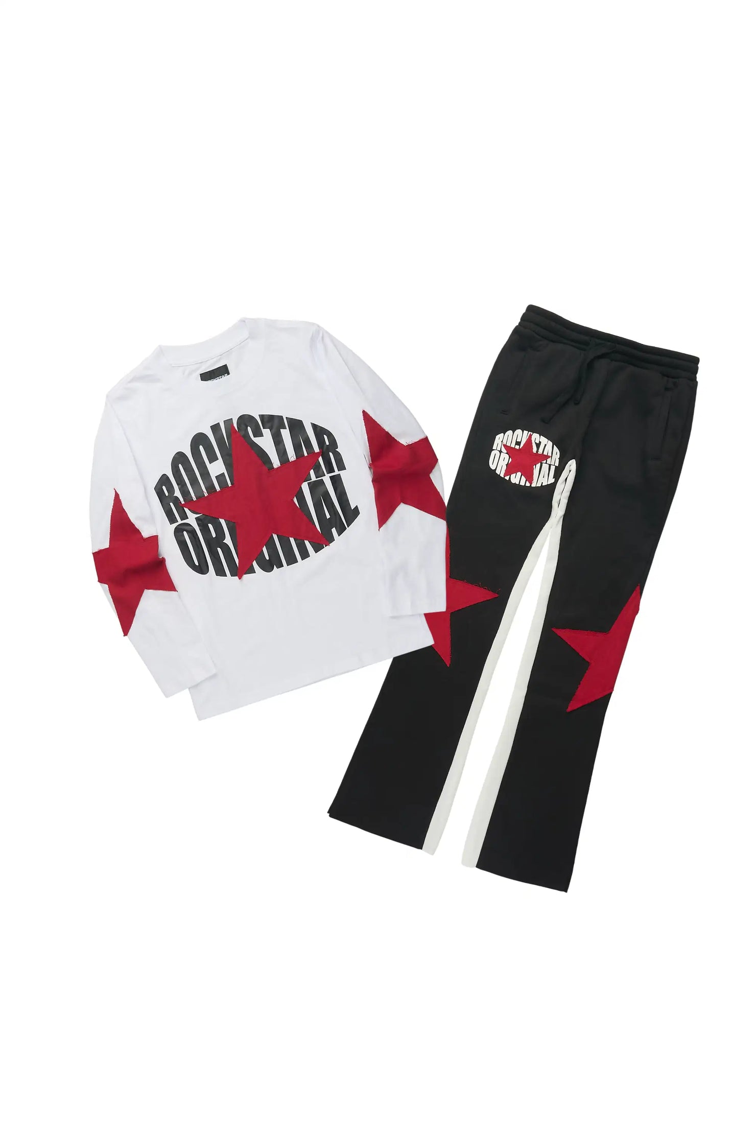 Boys States White/Black Long Sleeve T-Shirt Track Set