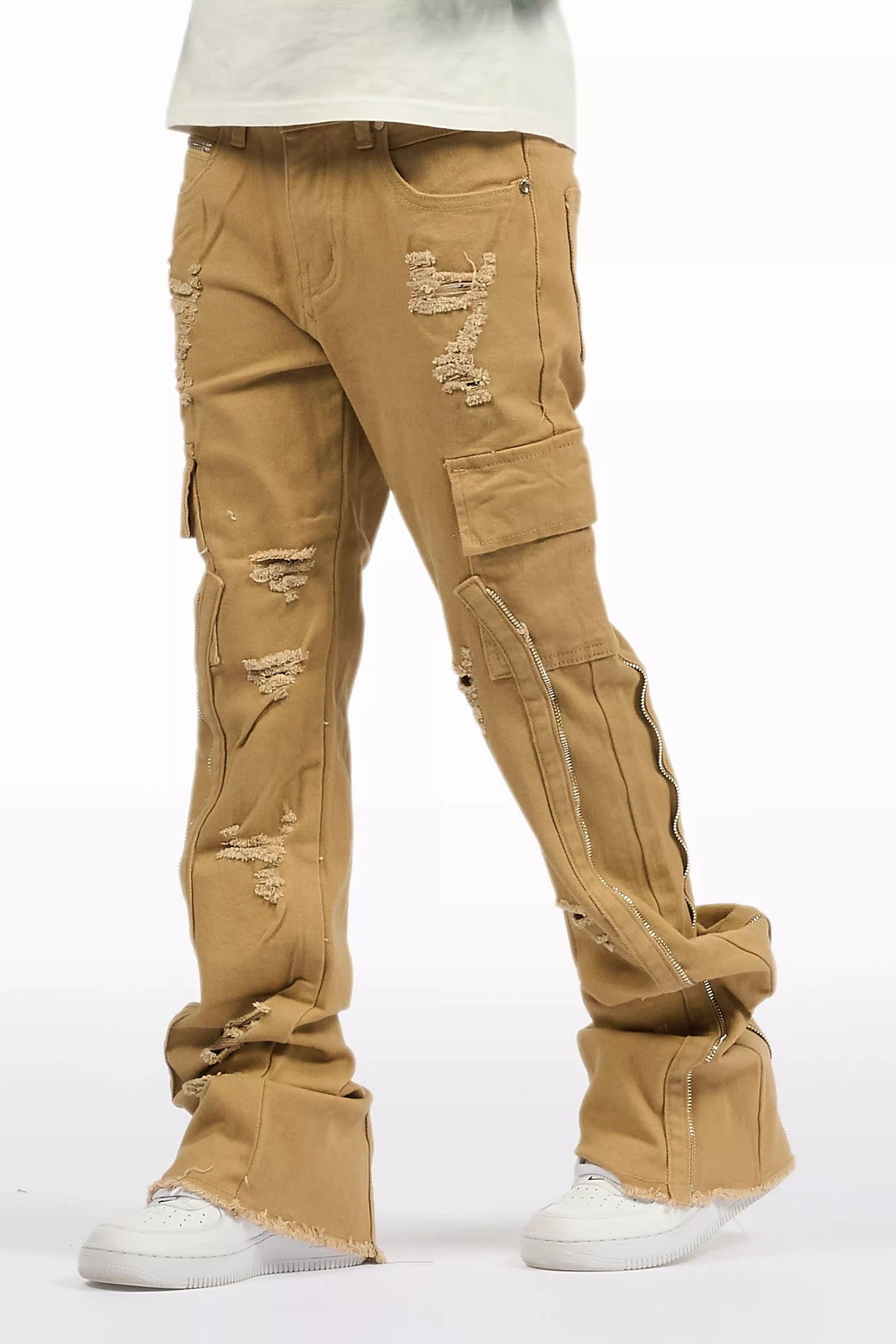 Boys Hutch Beige Stacked Flare Jean