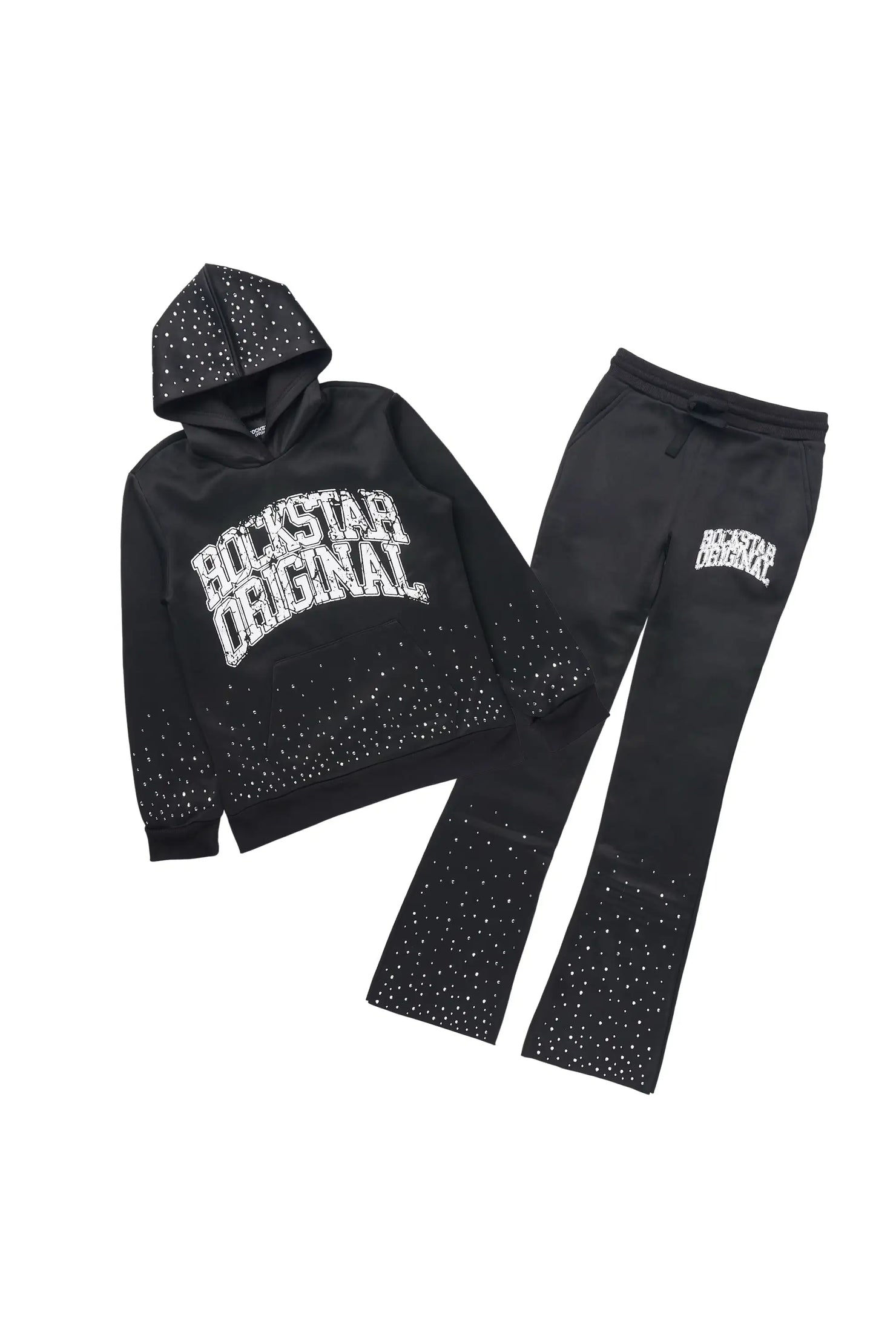 Girls Dontrella 2.0 Black Rhinestone Stacked Track Set