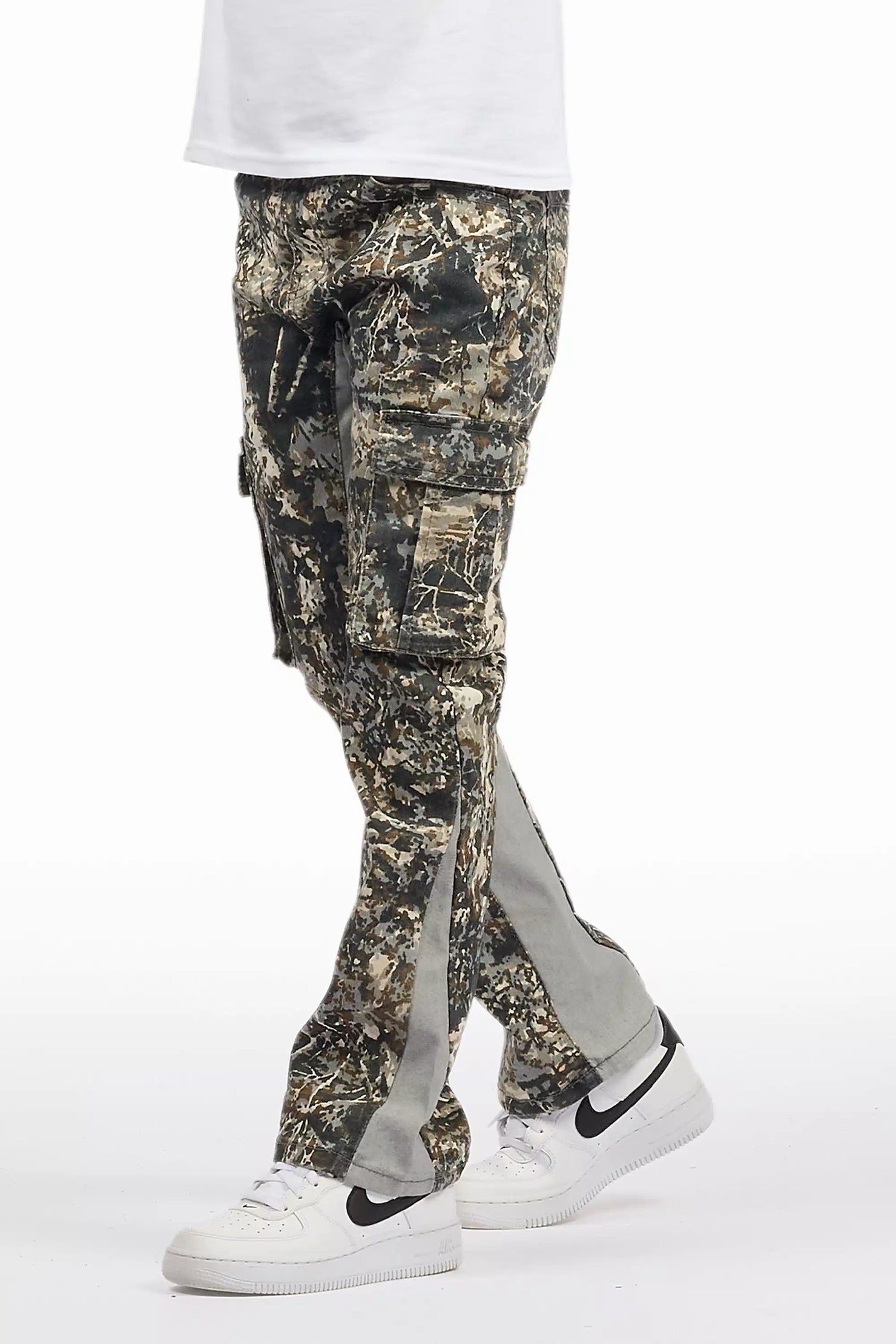 Boys Oak Grey Tree Camo Flare Cargo Jean