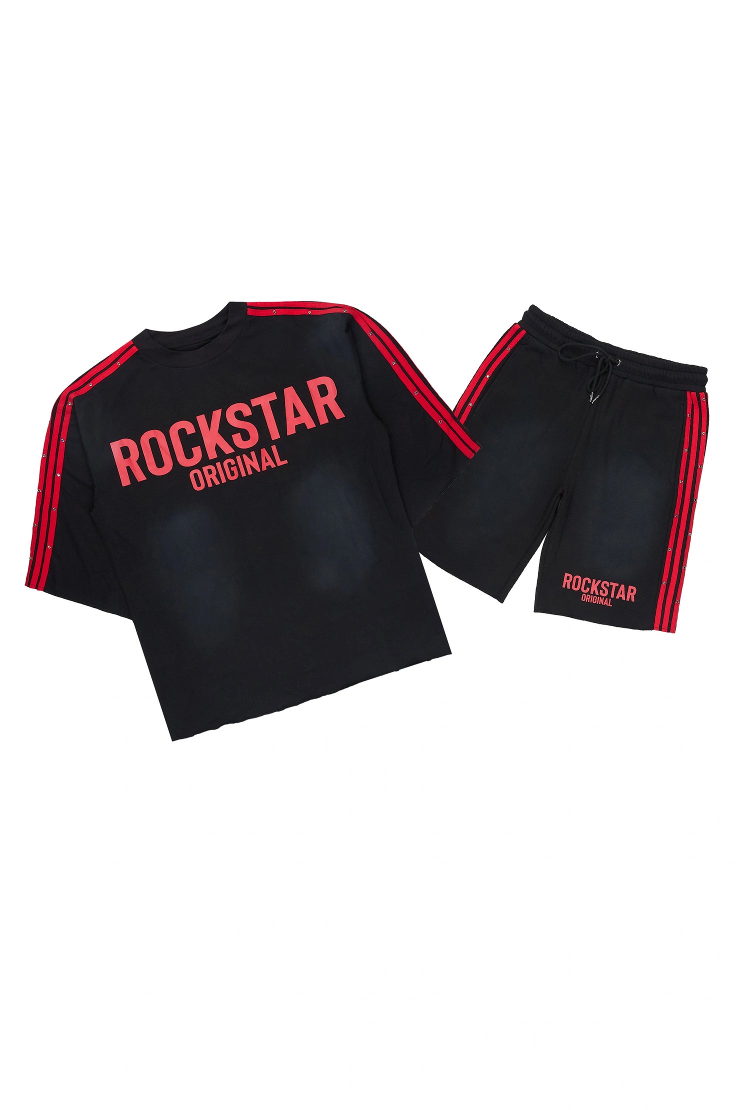 Gulis Black/Red Rhinestone T-Shirt Short Set