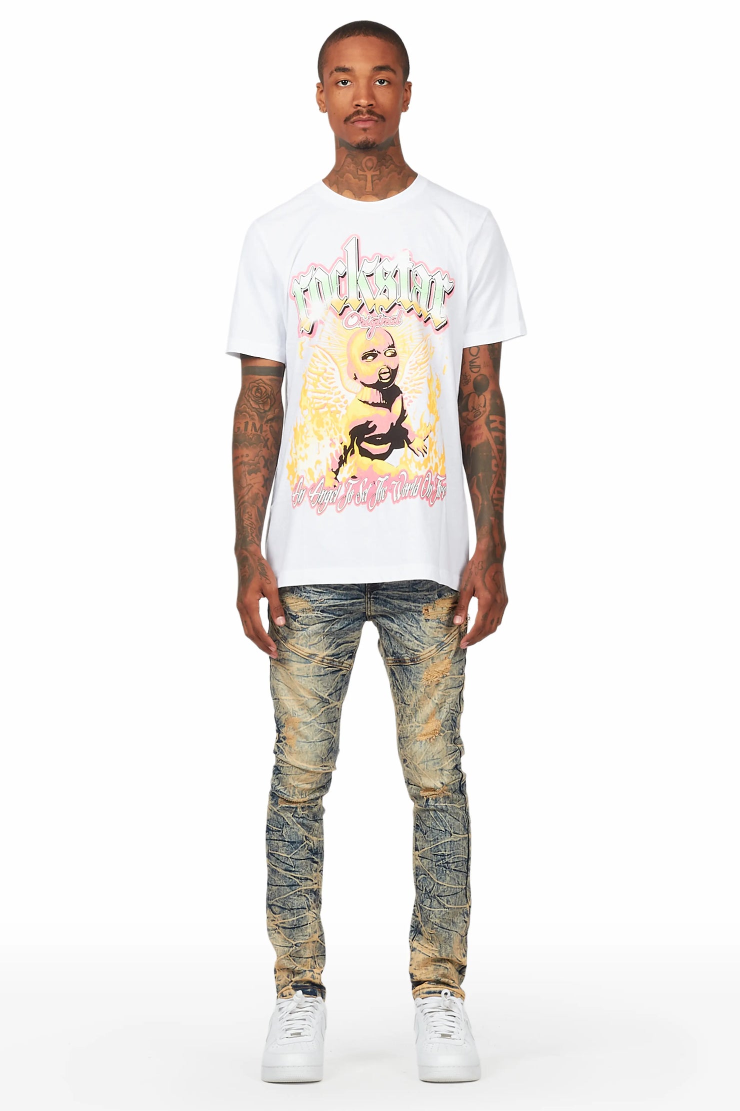Whitefall White T-Shirt Slim Fit Jean Bundle