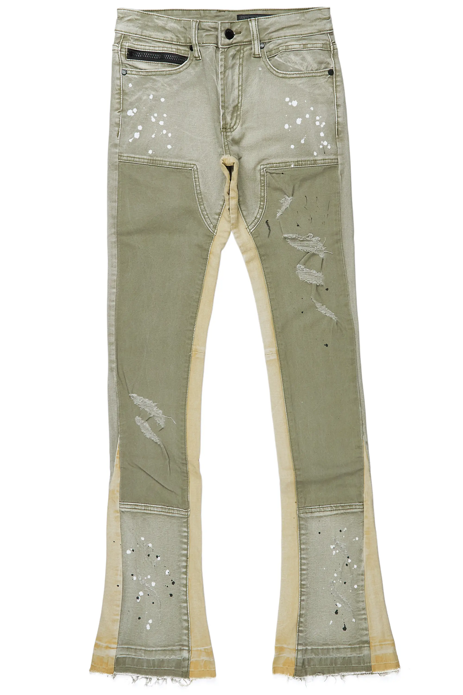 Quetzel Vintage Olive Stacked Flare Jean