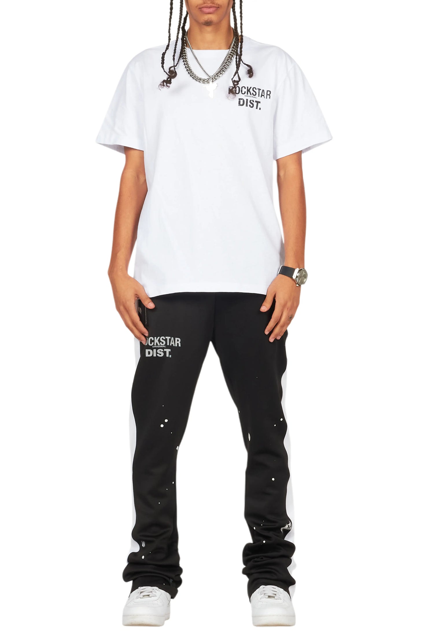 Arlo White/Black T-Shirt/Stacked Flare Track Set