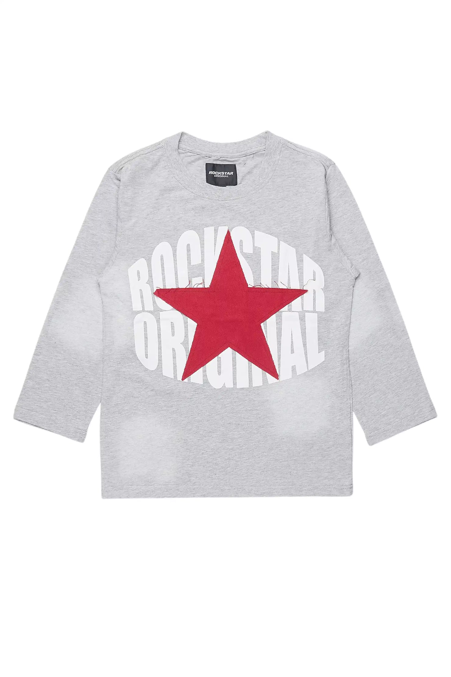 Boys State L/S  Heather Grey Graphic T-Shirt with Patch