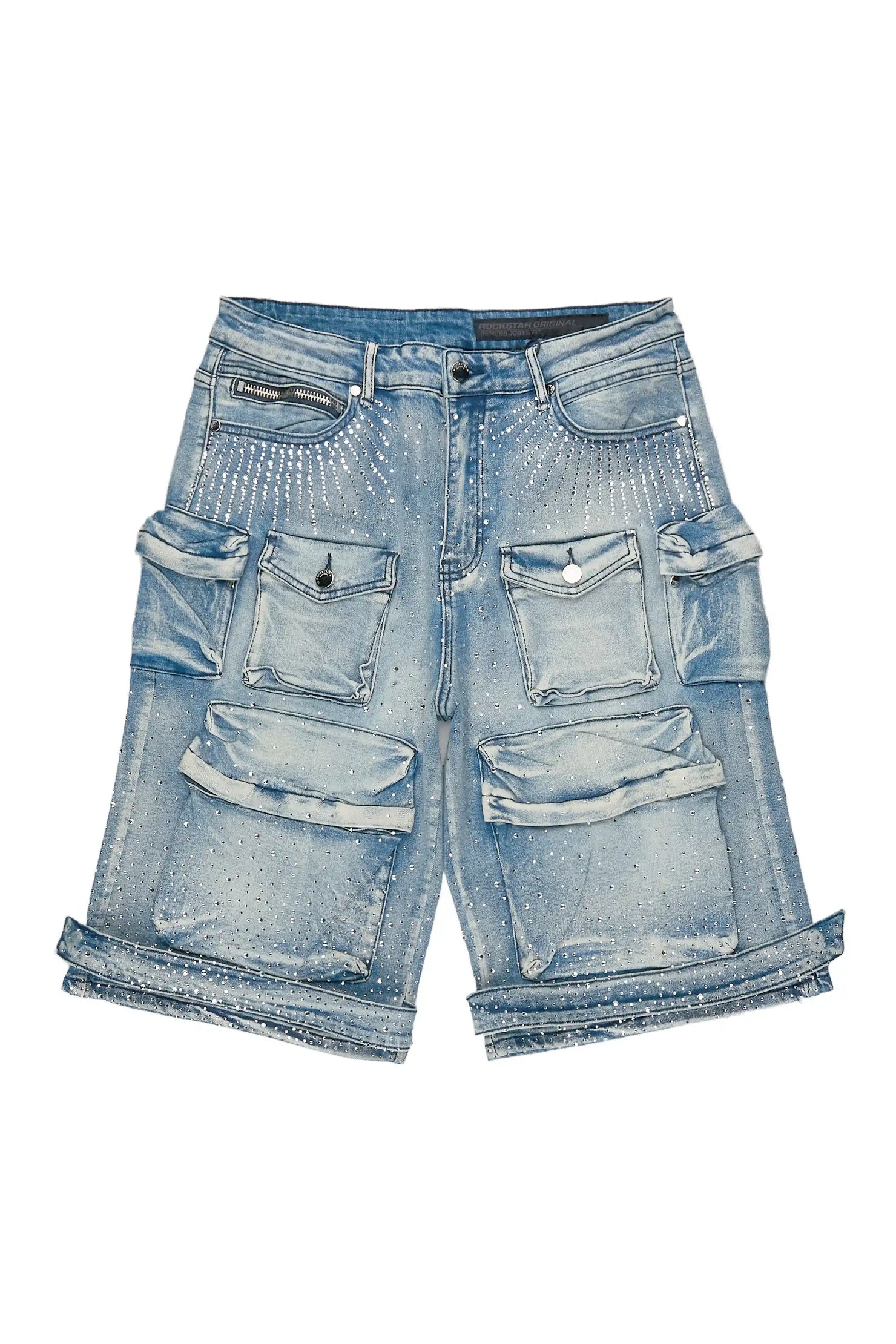 Keoni Light Blue Rhinestone Denim Short