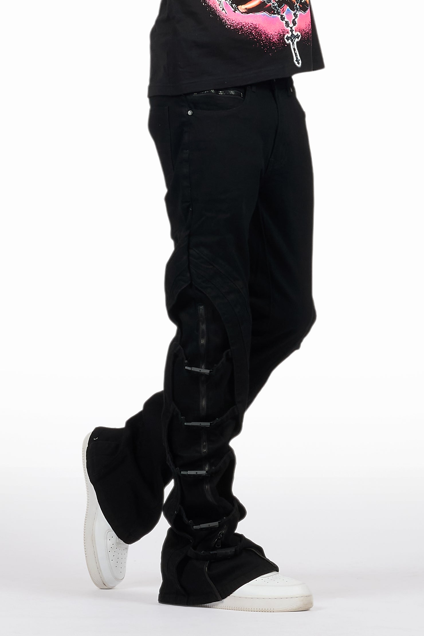 Attila Black Stacked Flare Jean