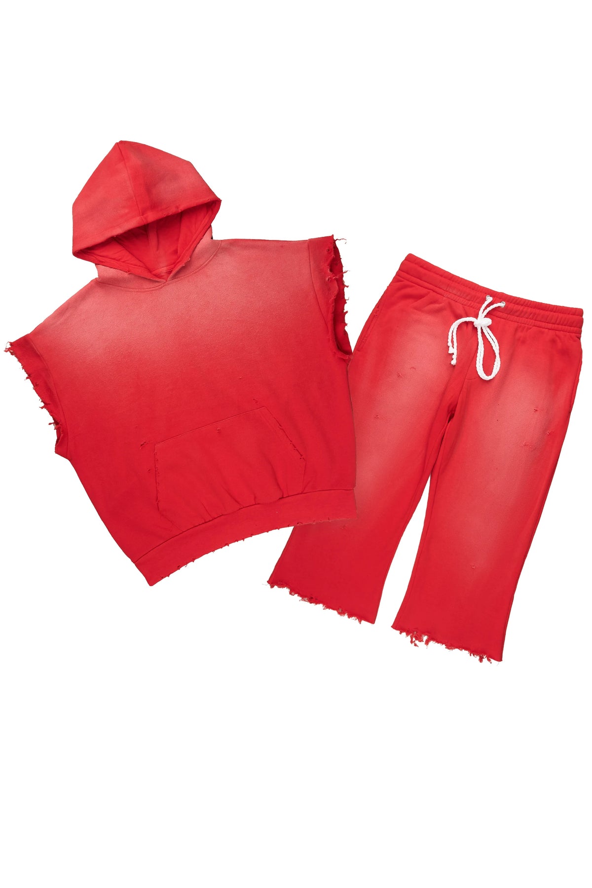 Warden Red Cut Sleeve Hoodie/Extra Long Jort Set