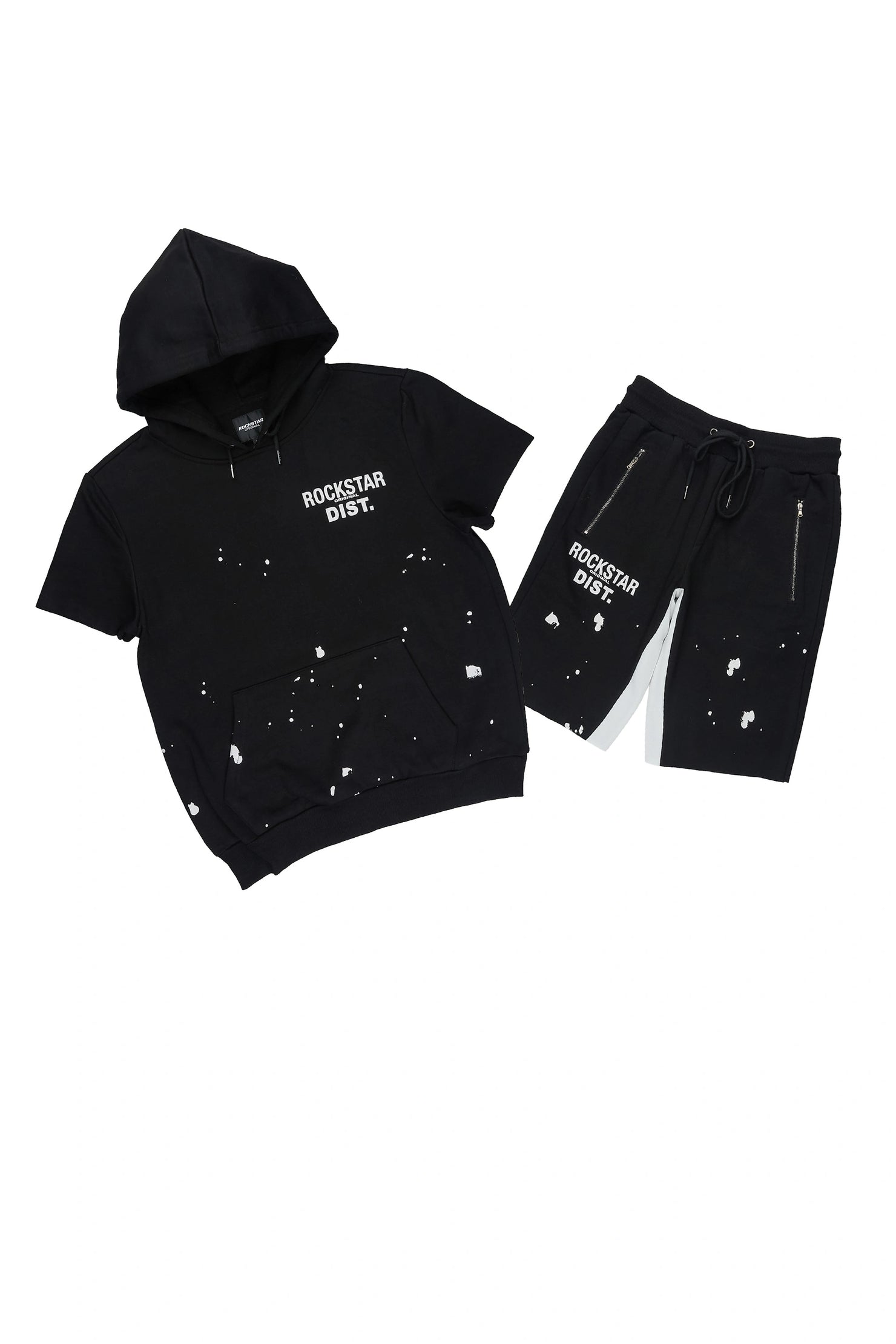Raffer 3.0 Black Cut Sleeve Hoodie Short Set