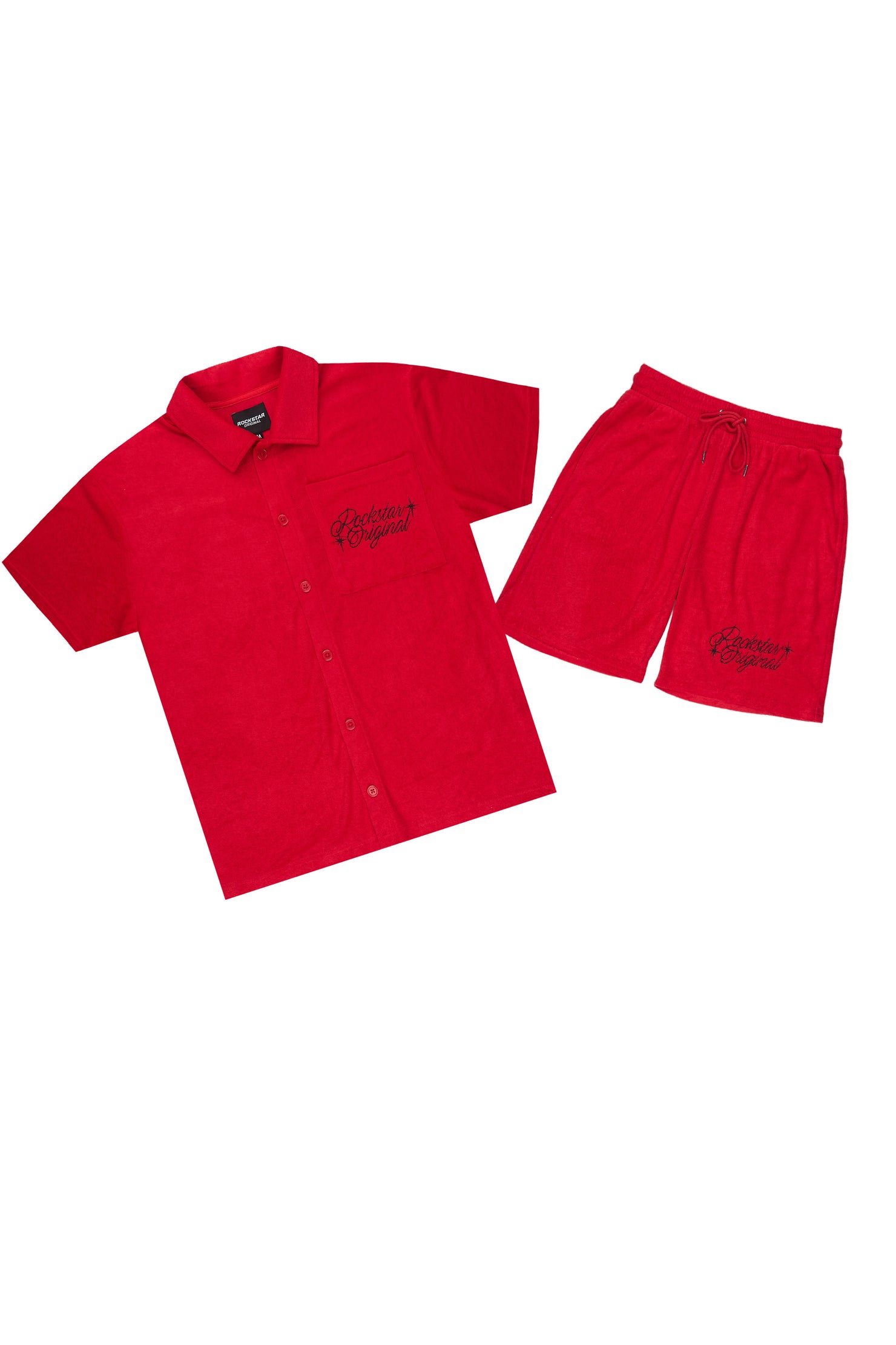Hirsh Red Button Down Shirt/Short Set
