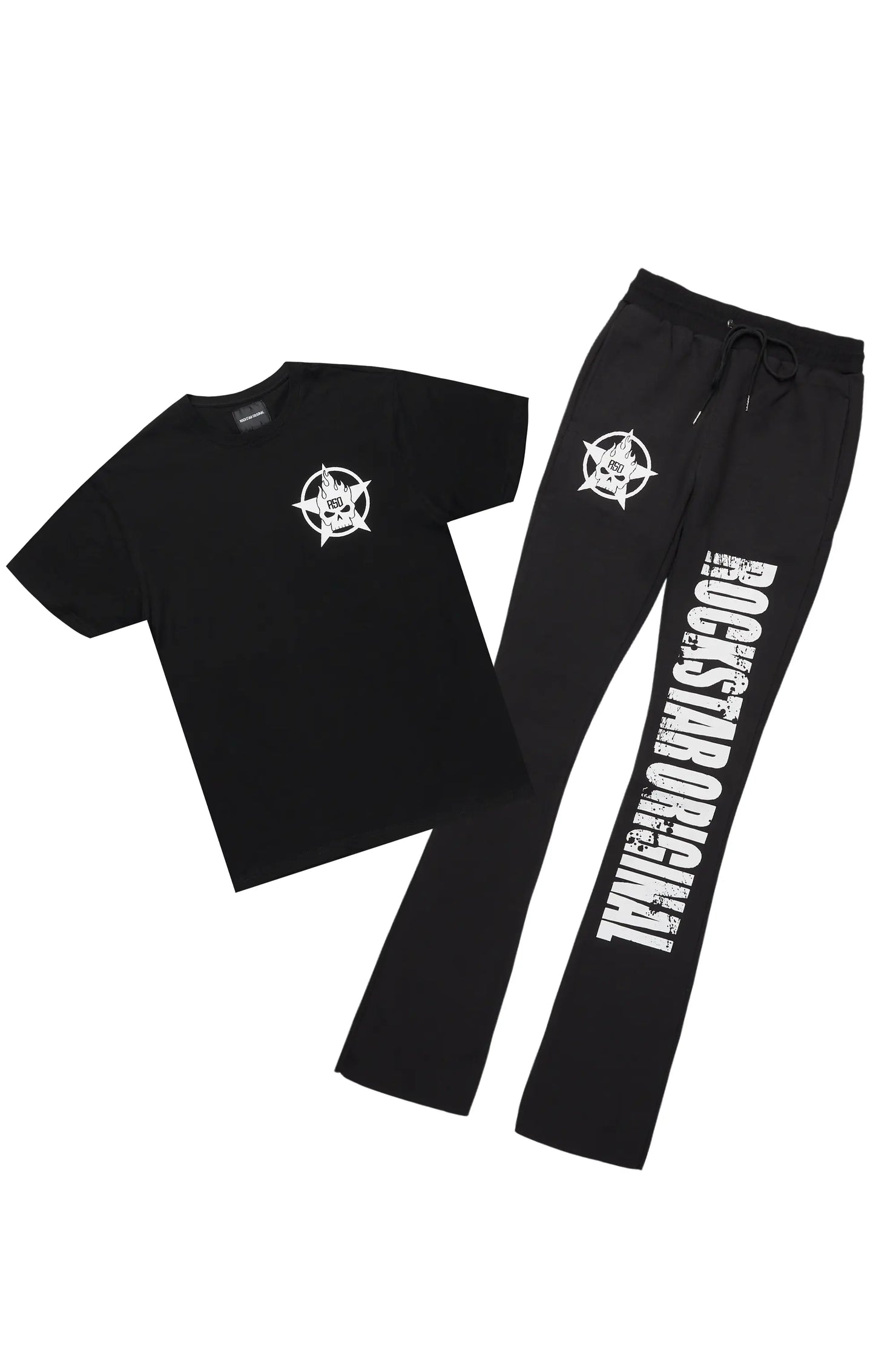 Keve Black T-Shirt Stacked Flare Track Set