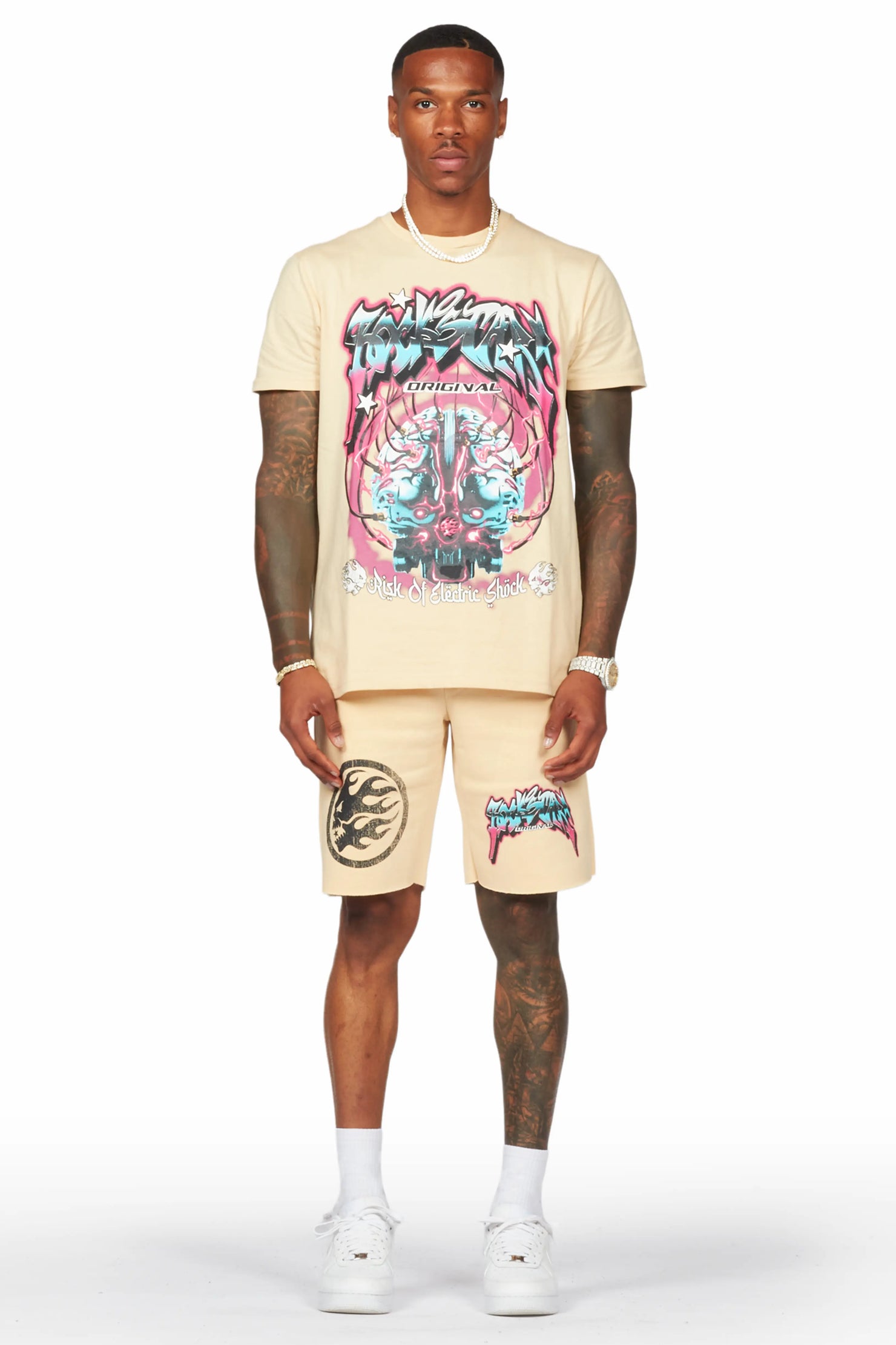 Lucy Beige T-Shirt/Short Set