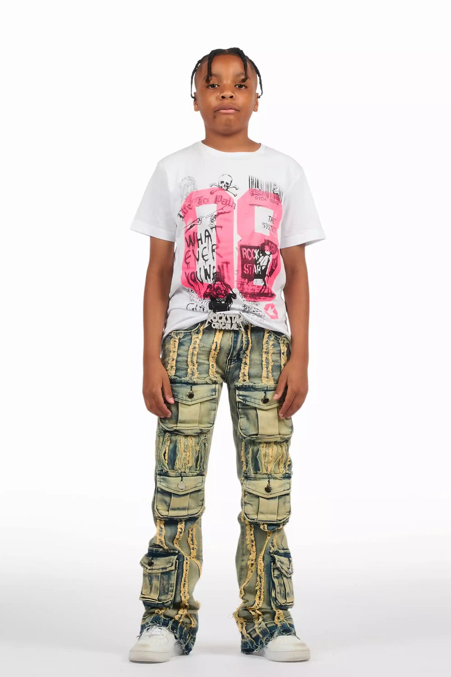 Boys Frey Blue Stacked Flare Jean