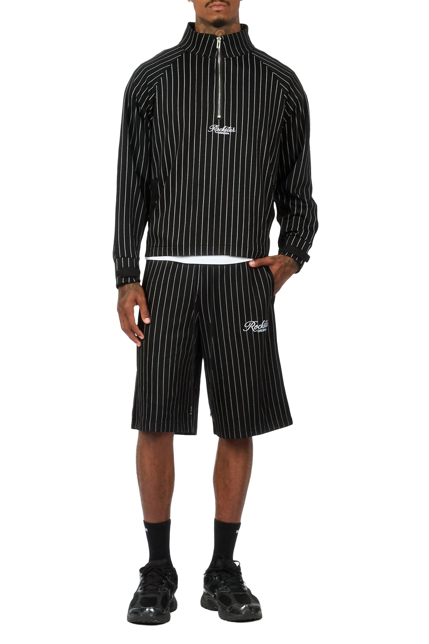 Hernan Black Quarter Zip Raglan Short Set