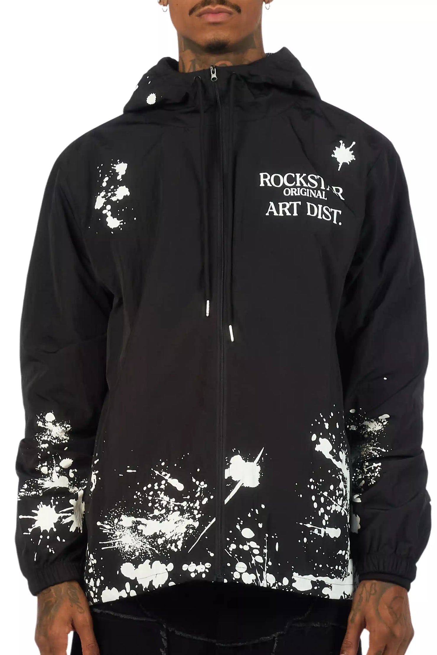 Raffer Black Graphic Windbreaker