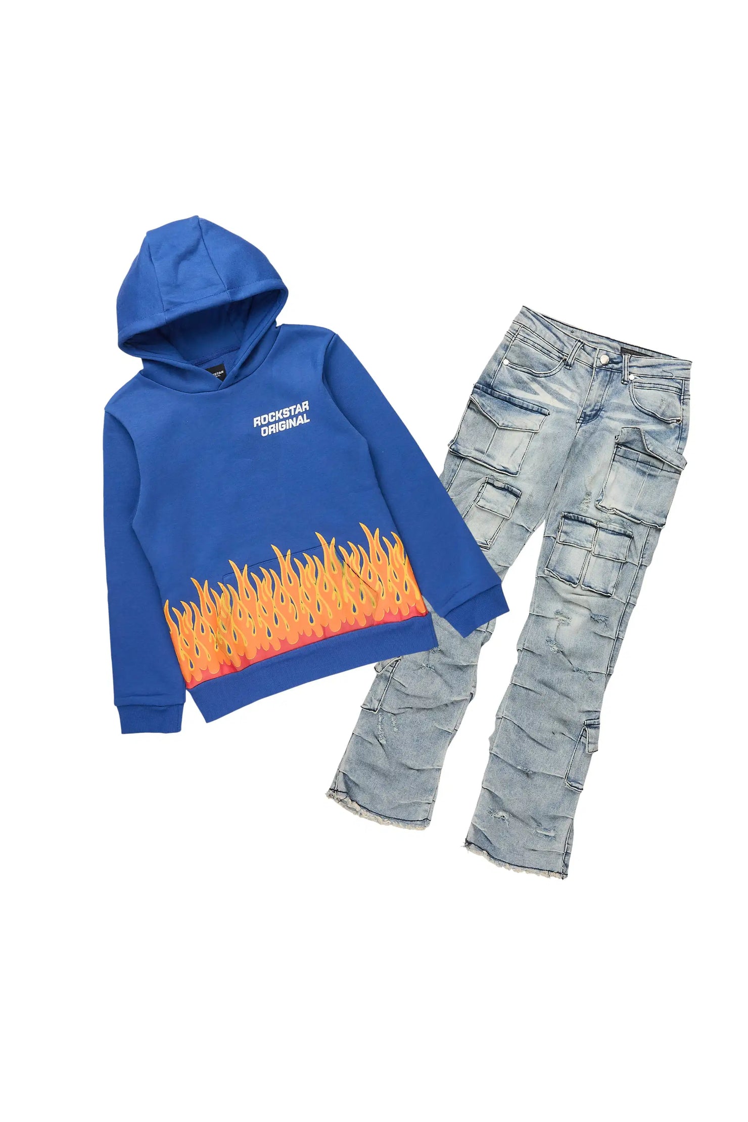 Boys Roeland Royal Hoodie & Gentry Blue Stacked Jean Set