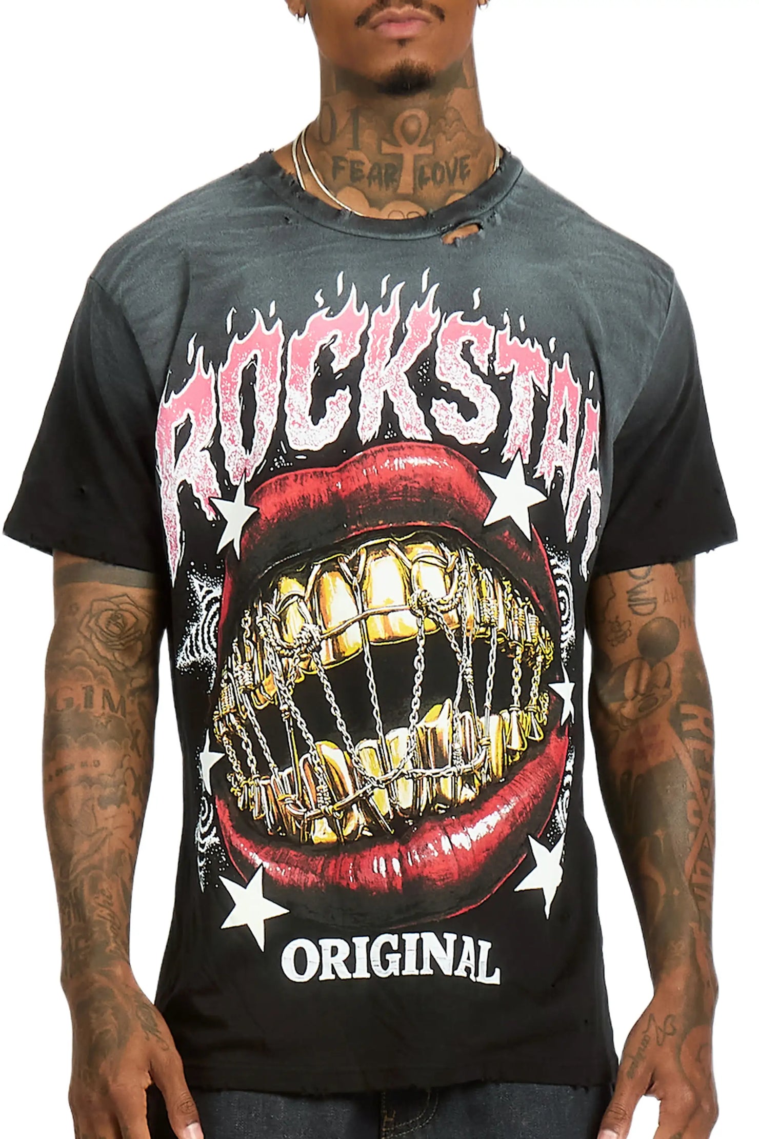 Glasina Black Oversized Graphic T-Shirt